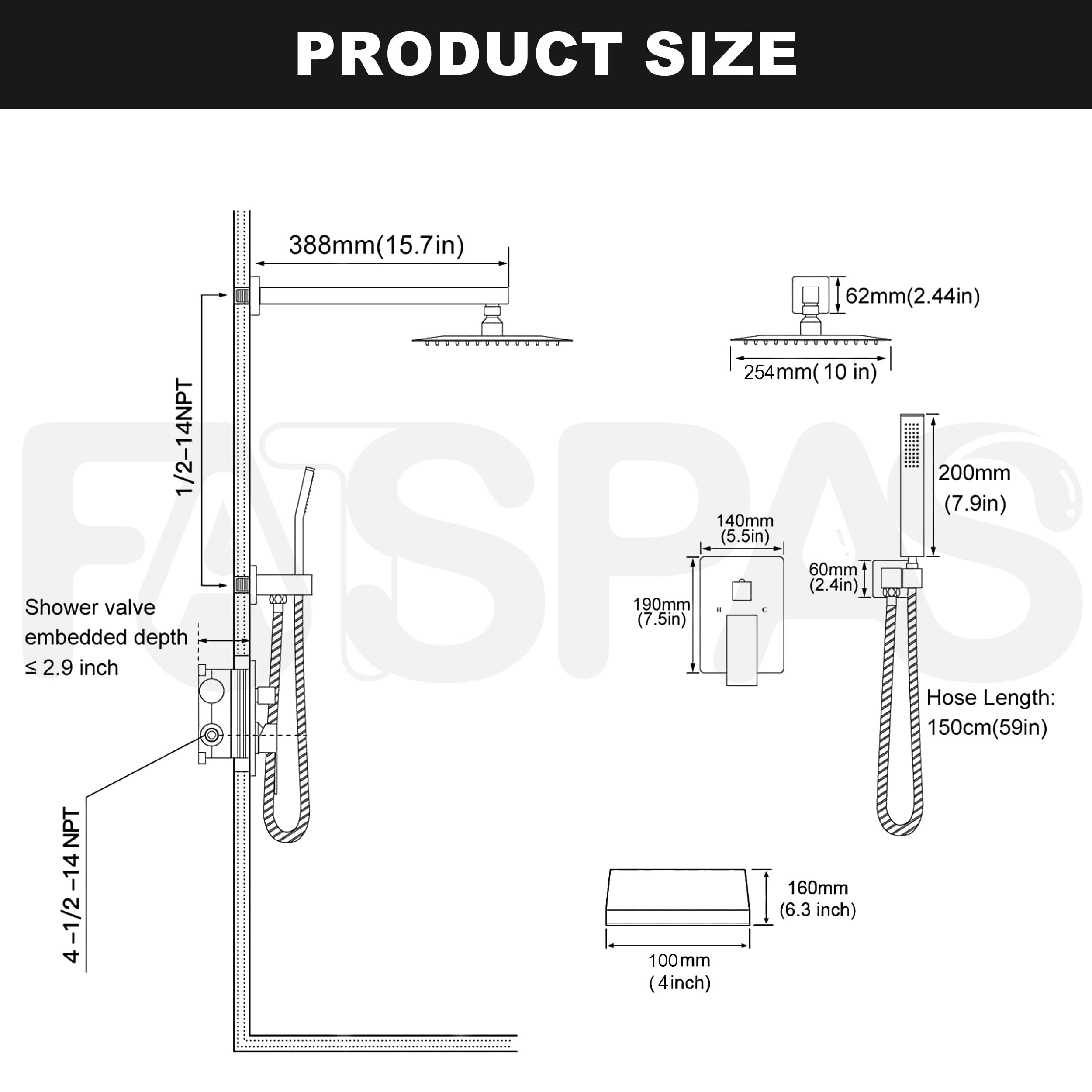 Fatspas brass shower holder keeps the handheld within easy reach.