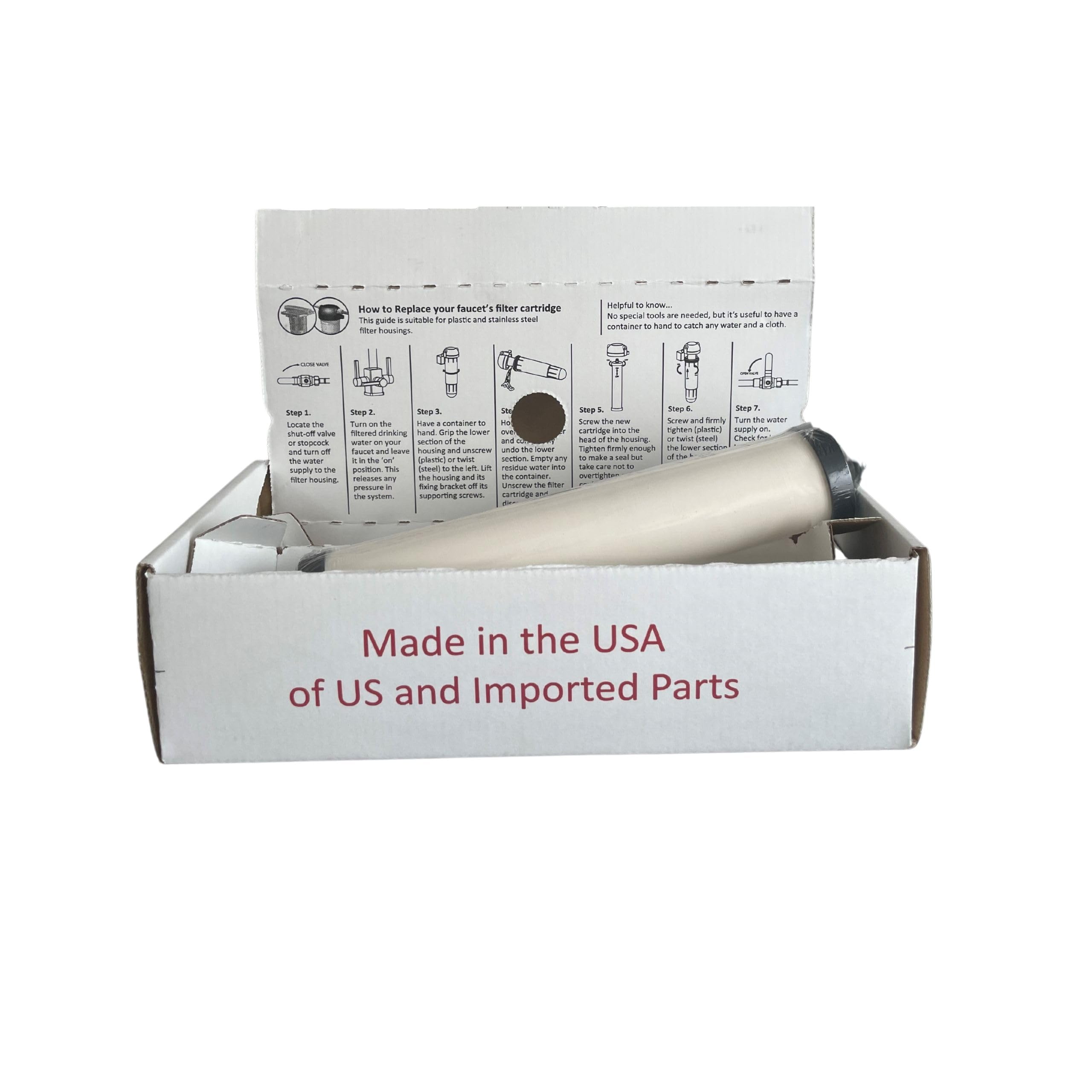 Ceramic outer shell with carbon core visible in Faucet Parts USA cartridge media.