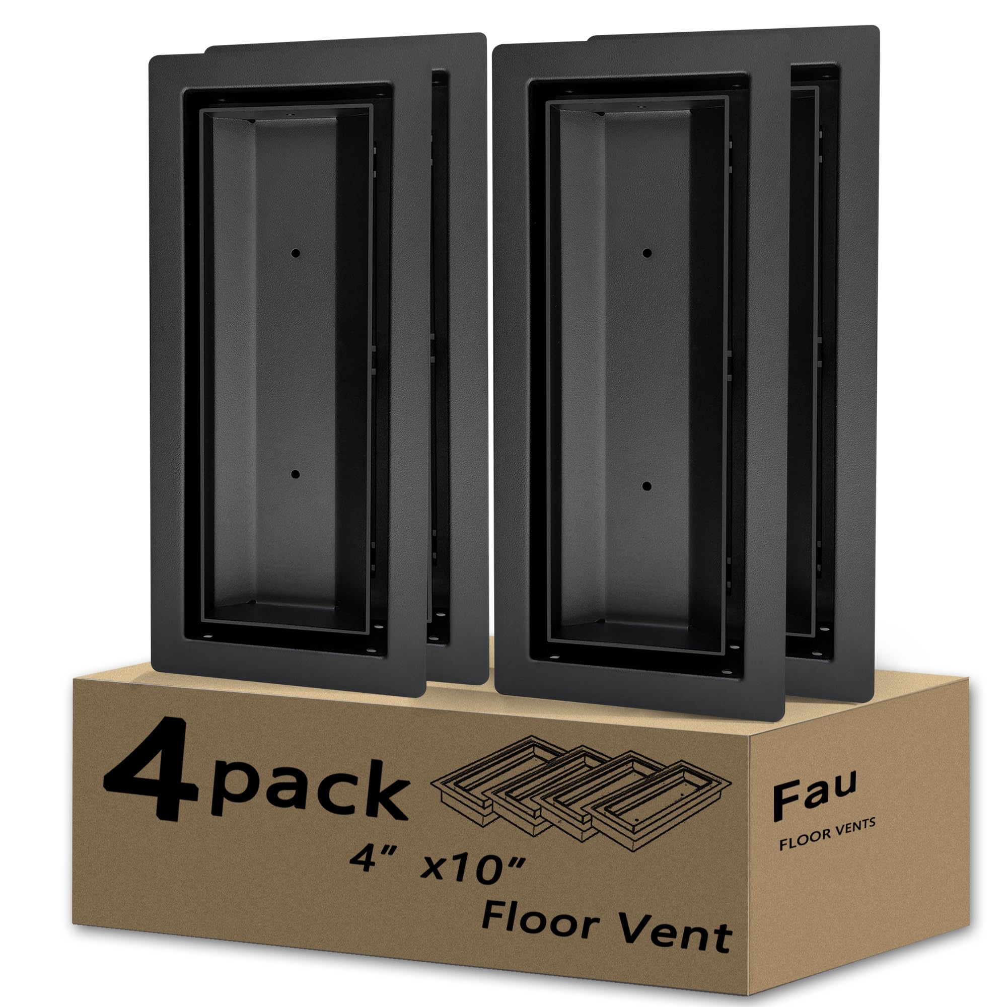 Fauvip 4x10 floor register top view in Sandtex black blends with floor design