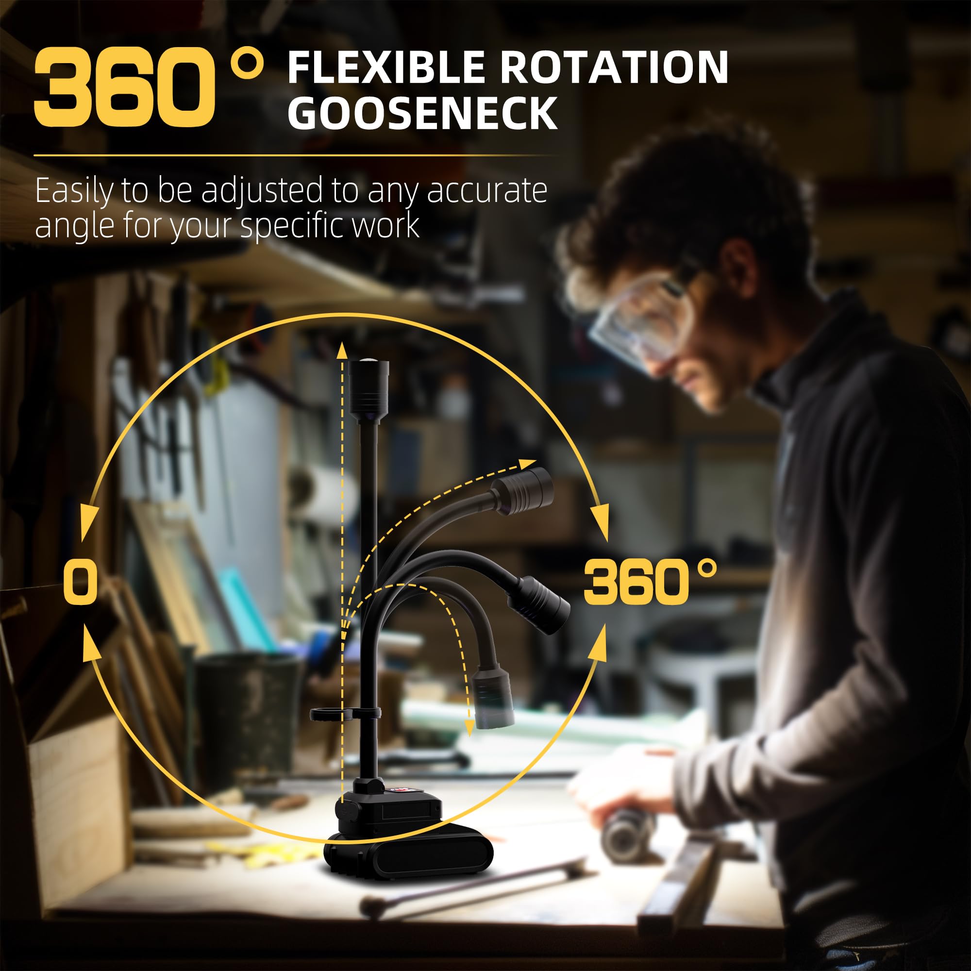 Favorlite gooseneck provides precise lighting in tight spaces.
