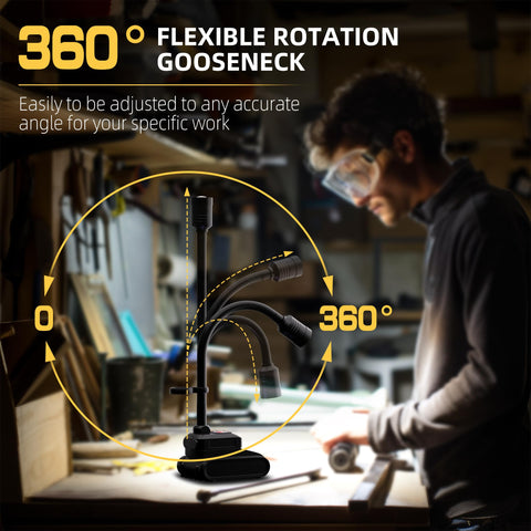 Favorlite gooseneck provides precise lighting in tight spaces.