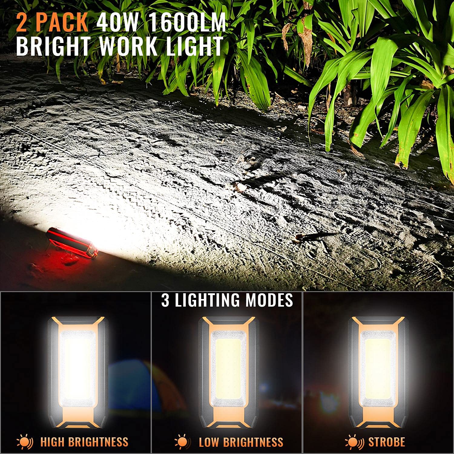 Favorlite light with magnetic attachment on car hood for hands-free illumination.