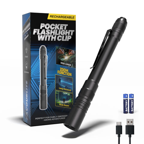 Favourlite rechargeable pen light 800lm beam for bright, on-the-go visibility.
