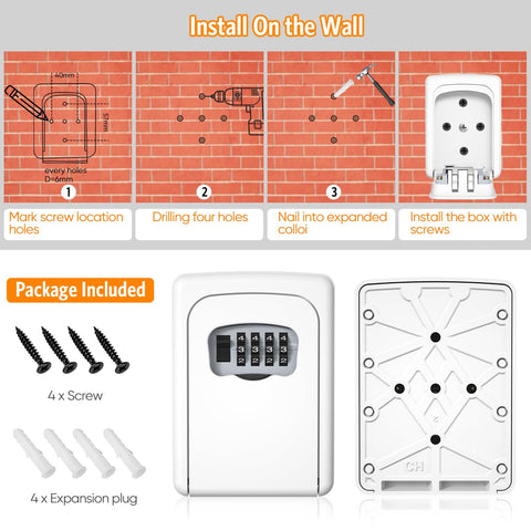 Fayleeko key lock box suitable for indoor and outdoor key storage