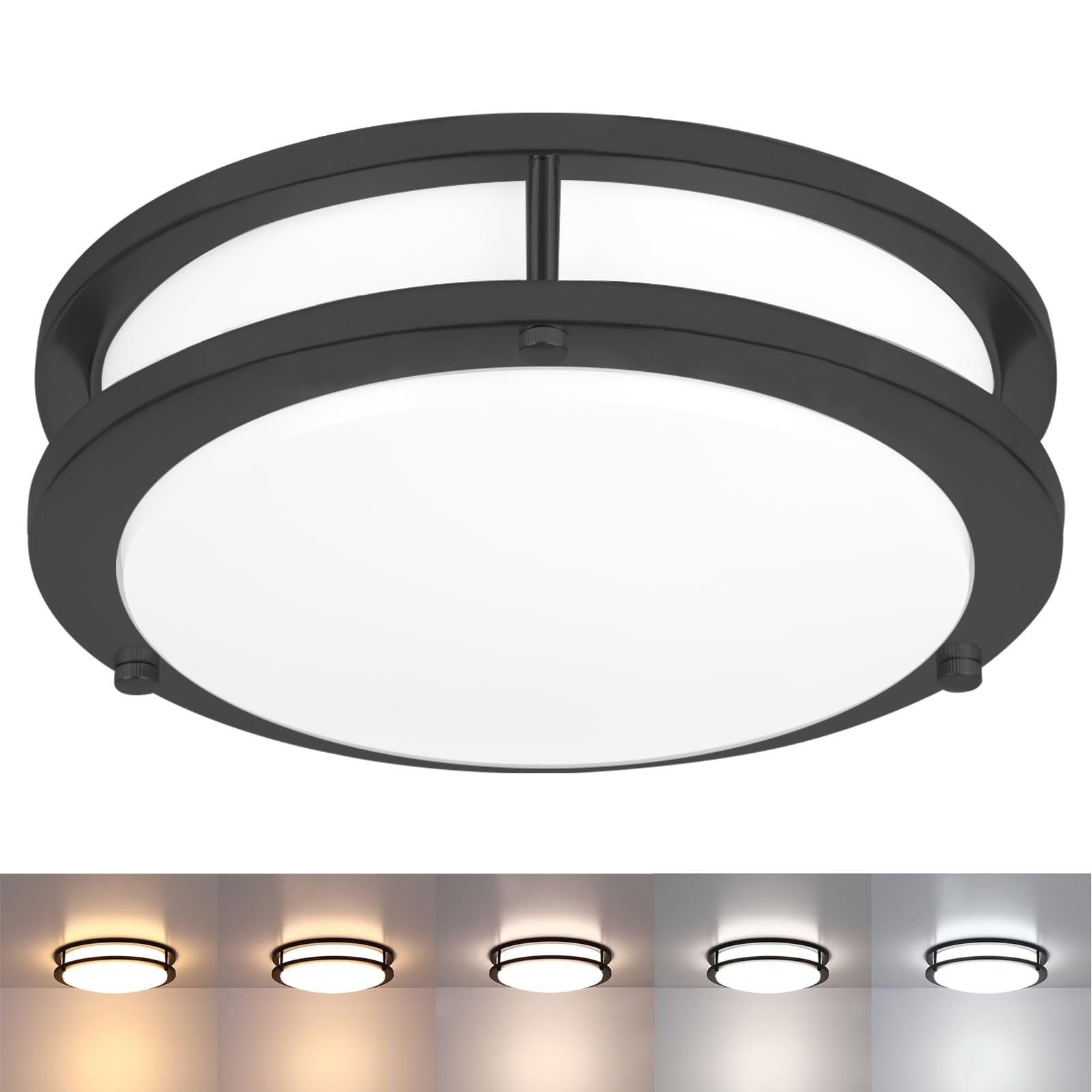 Faymart Lighting 10-inch matt black ceiling light provides a modern focal point for living rooms.