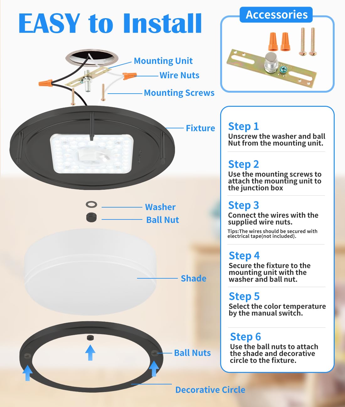 Faymart Lighting 17W energy-efficient design reduces power use.