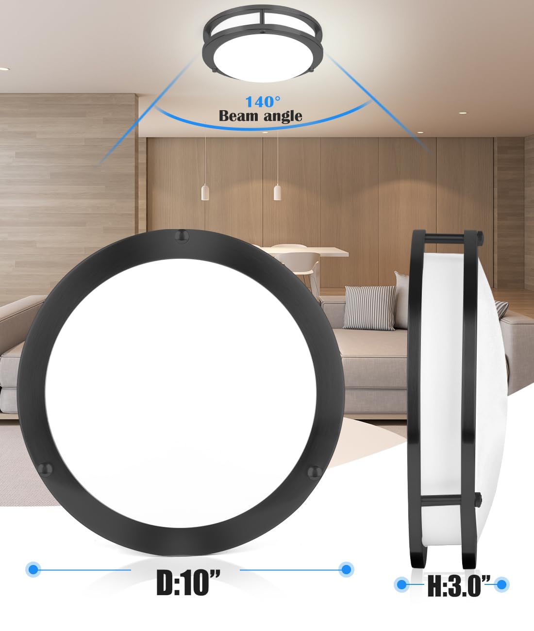 Faymart Lighting flush-mount LED ceiling light ideal for bedrooms and hallways.