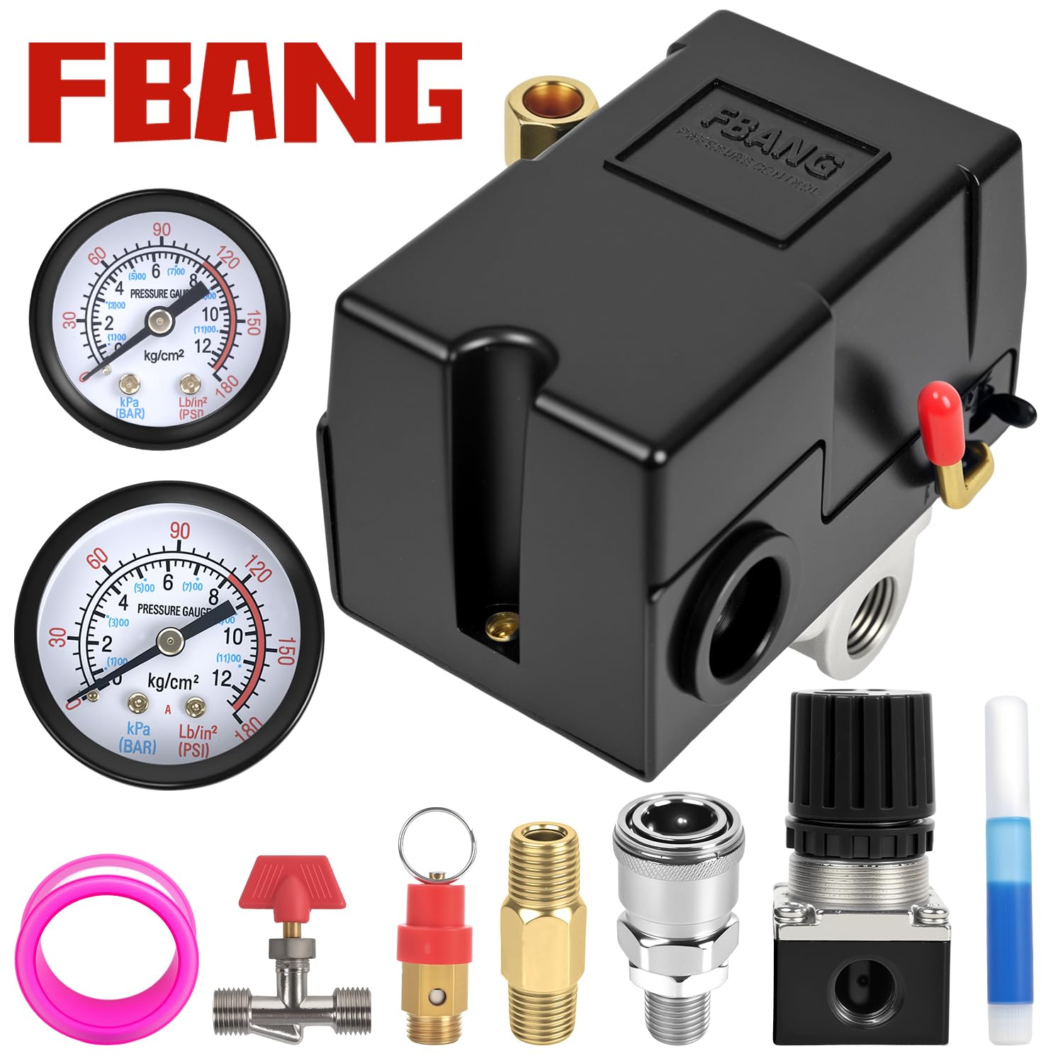FBANG pressure gauge display showing clear PSI readings for quick monitoring.
