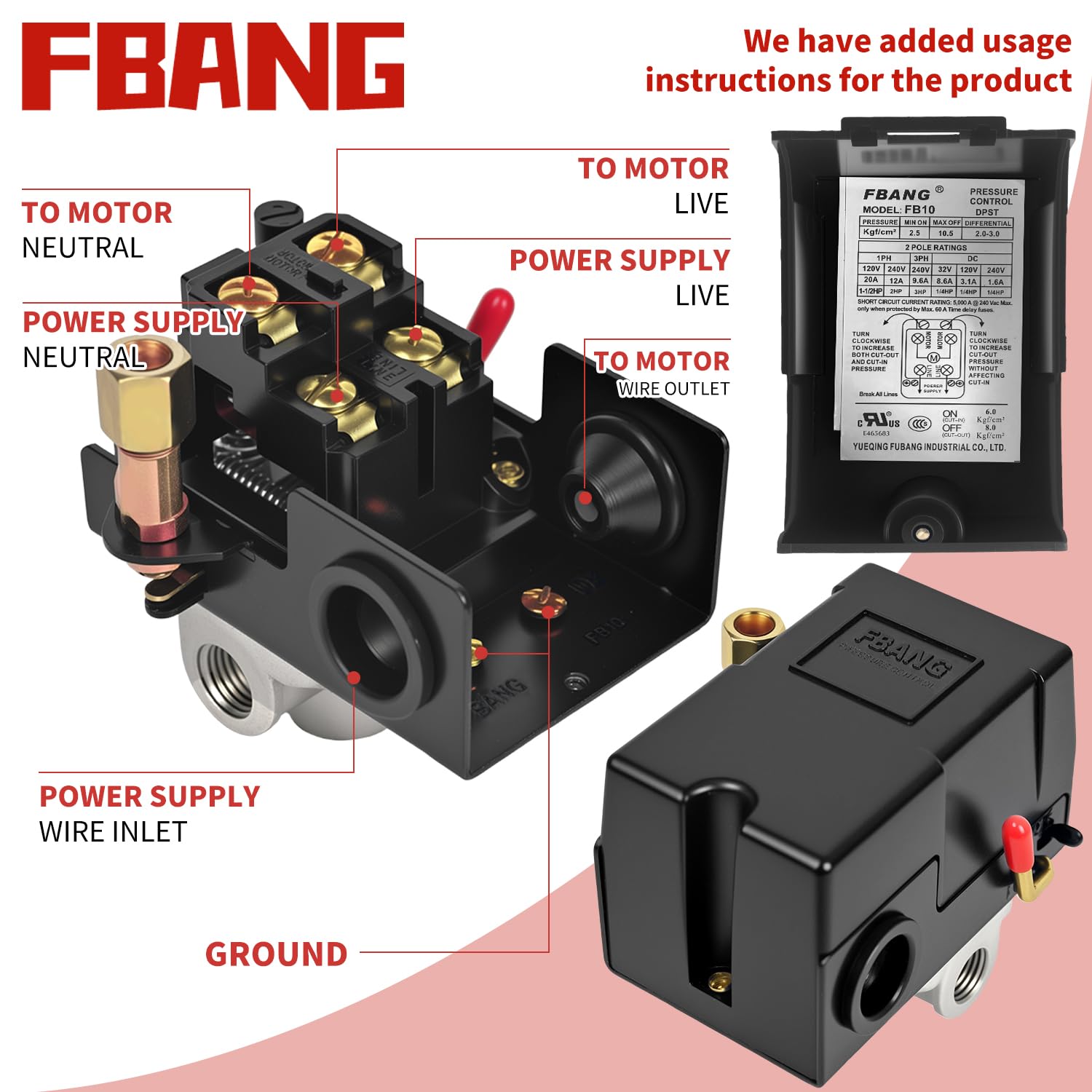 FBANG pressure regulator detail highlights smooth, consistent airflow and pressure control.