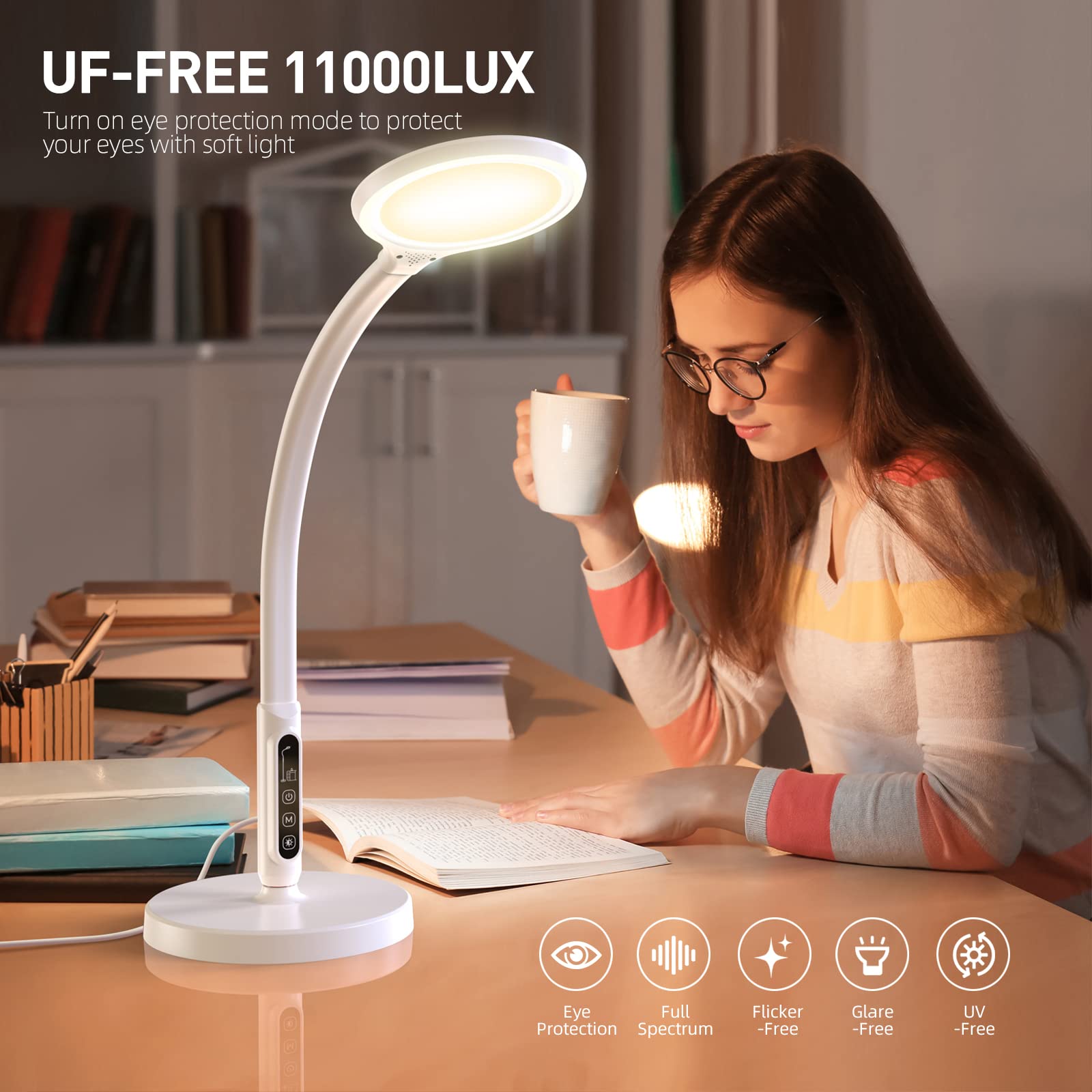 FBBJFF light therapy lamp with gooseneck offers precise light positioning