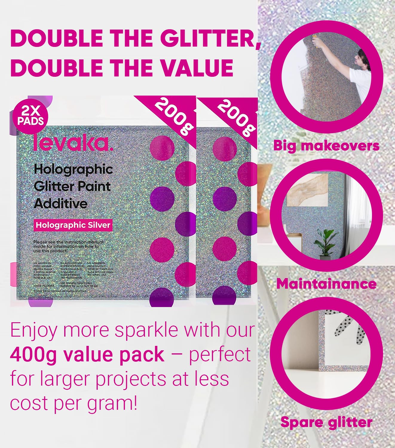 FBGC Levaka glitter paint additive application brush demonstrates smooth blending with sparkle.