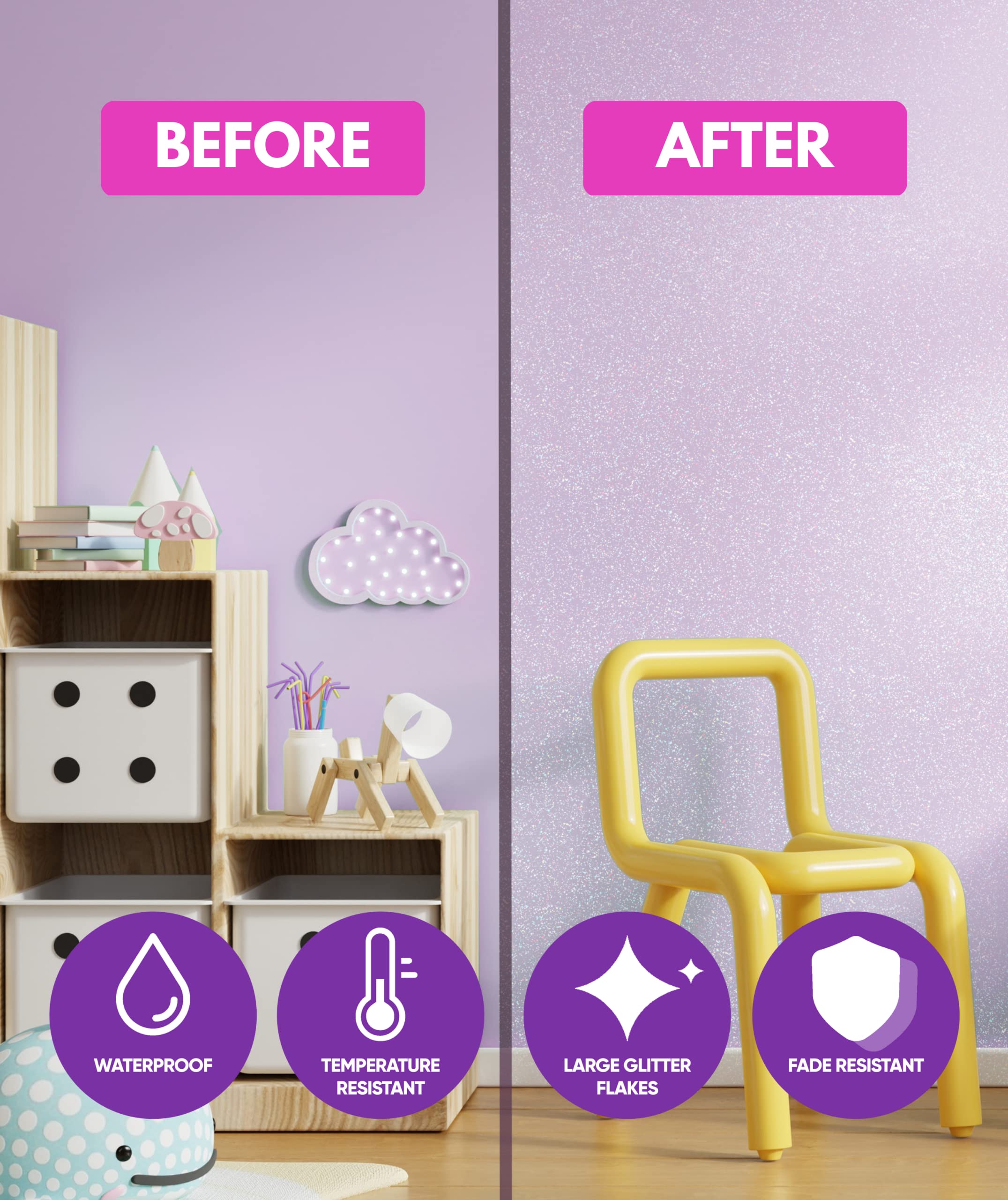 FBGC Levaka glitter paint additive packaging ready for quick DIY sparkle projects at home.