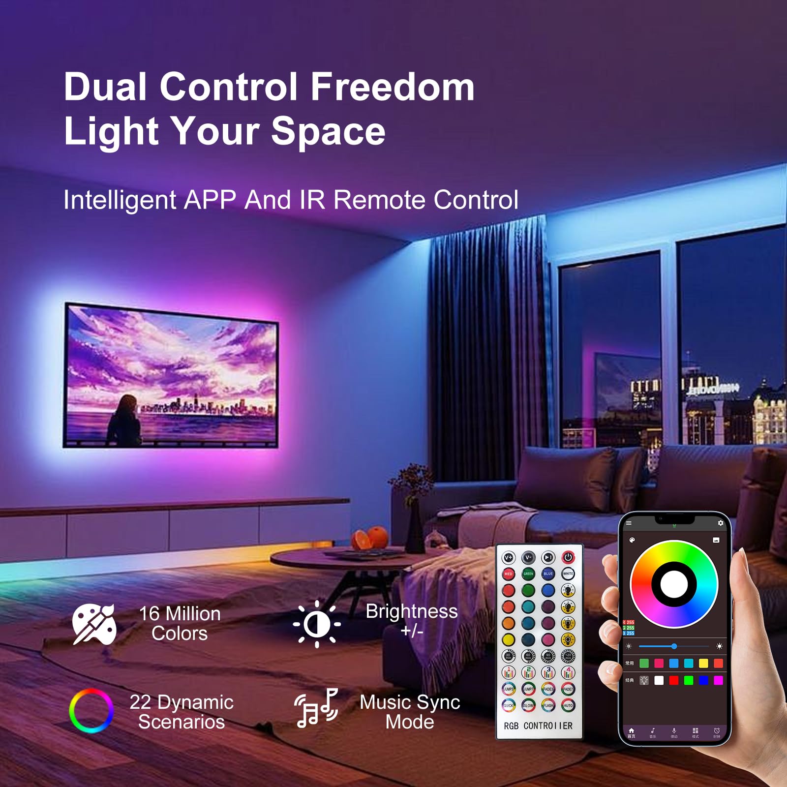 FBY LED strip adhesive back enables quick installation on clean surfaces