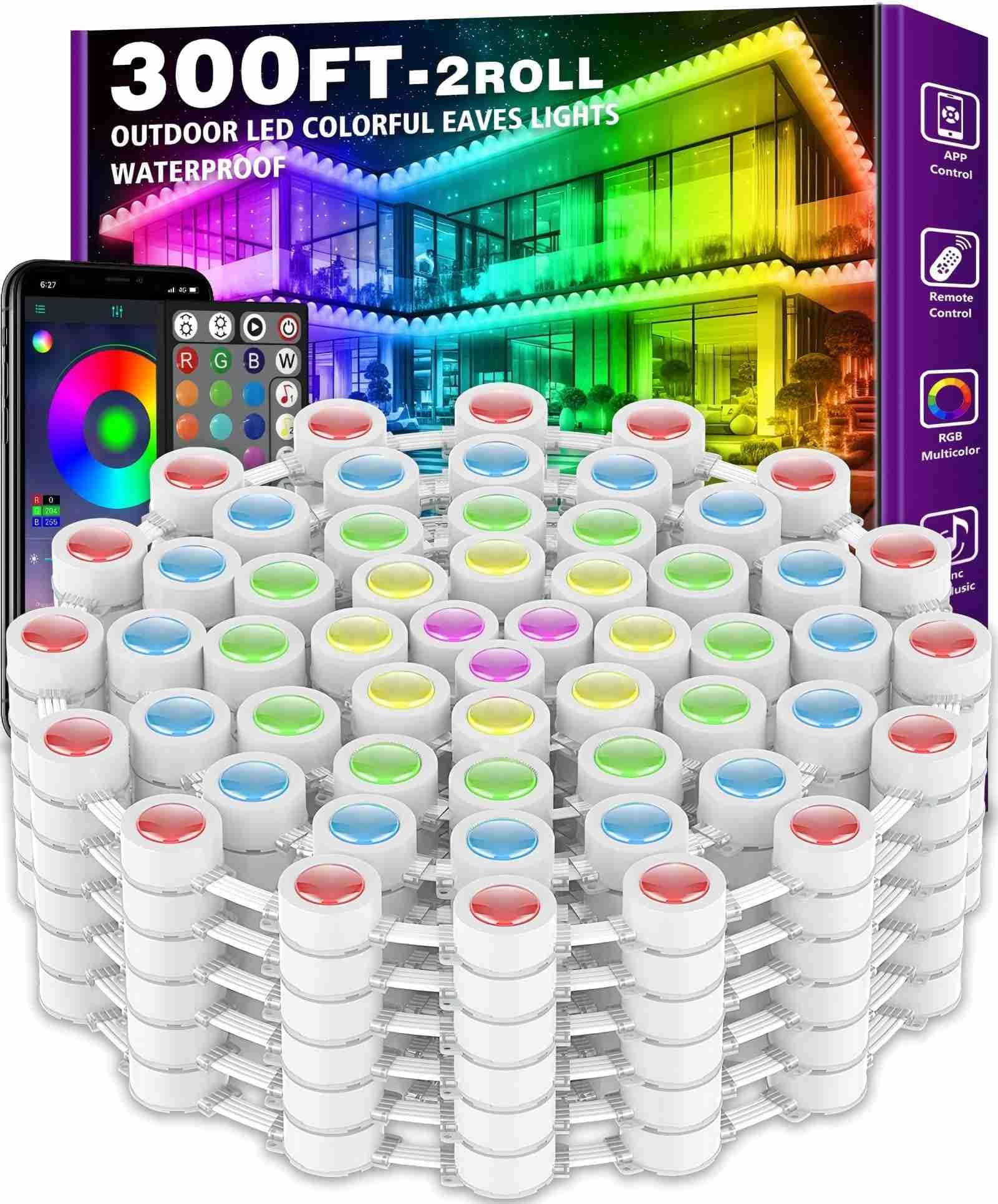 FBZ 300FT outdoor RGB lights installation showing secure wall mounting