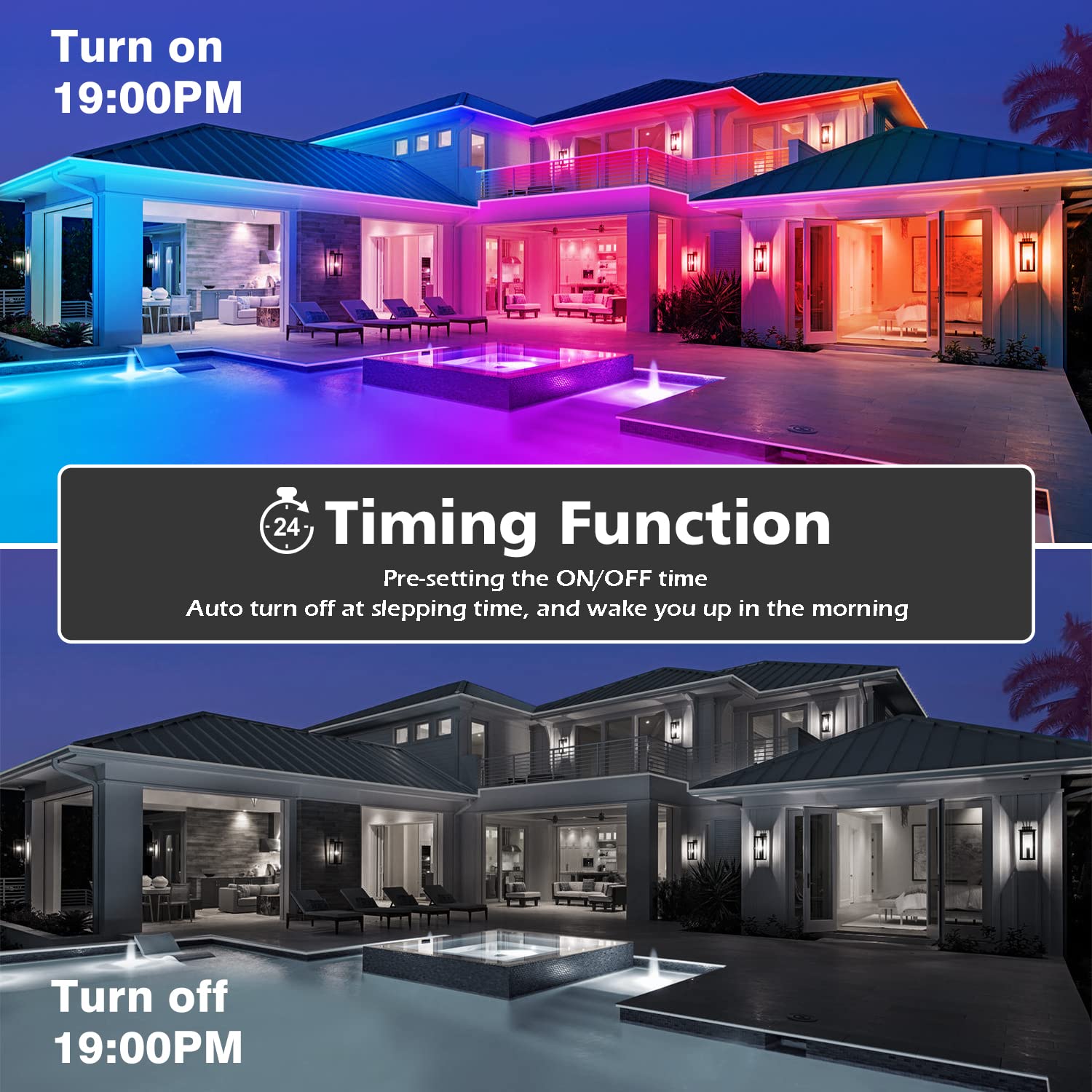 FBZ 60ft lighting supports group management for balcony and garden zones.