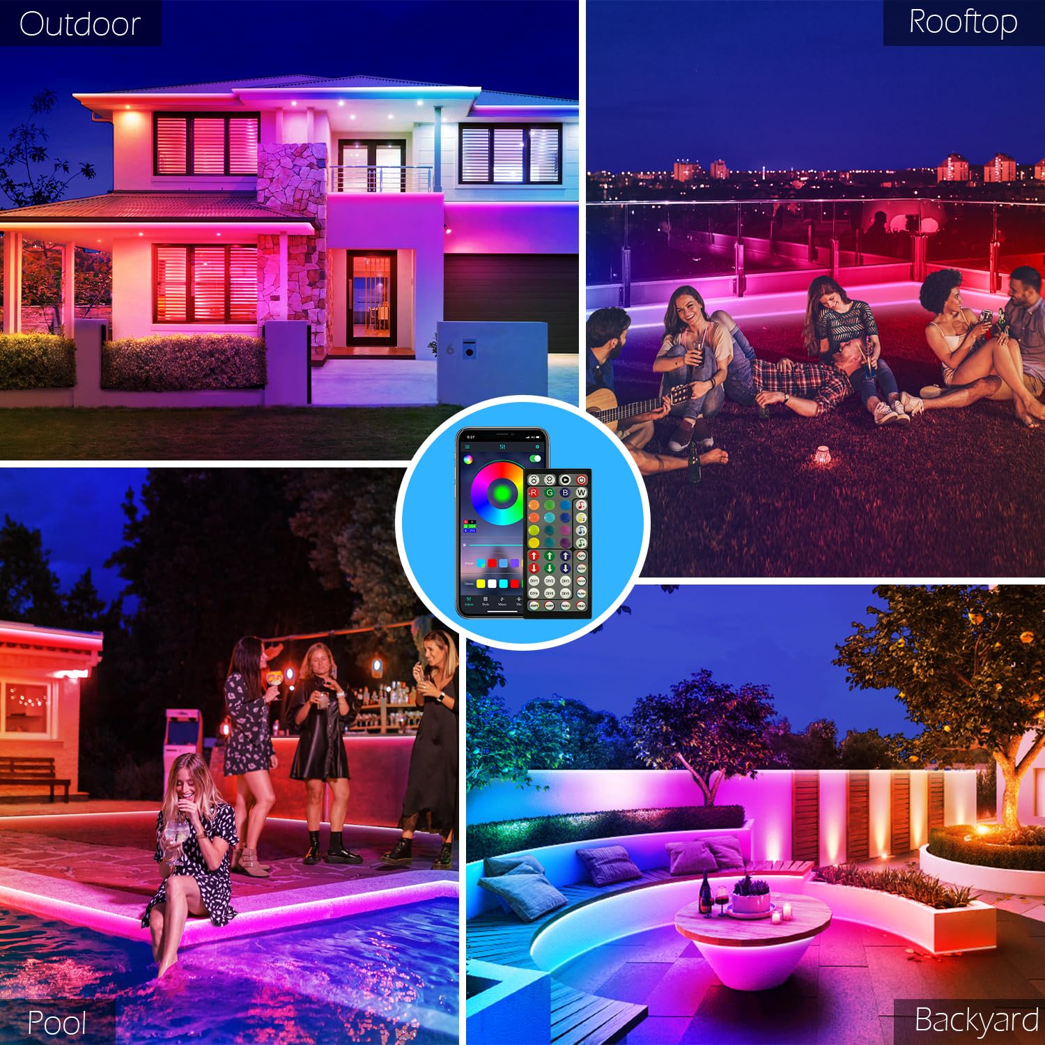 FBZ 60ft lights synchronize with music for lively, coordinated color scenes.