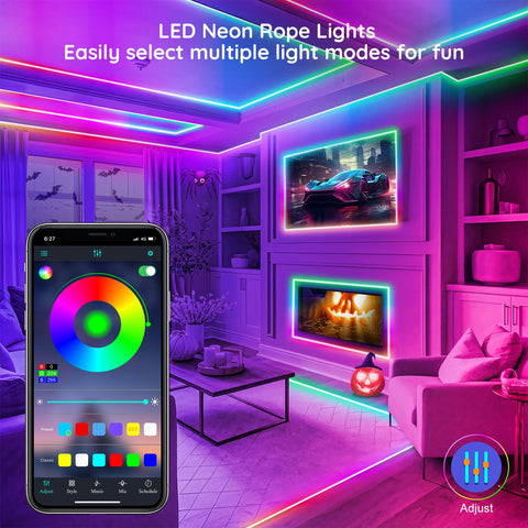 FBZ RGB neon lighting for an immersive gaming setup with color effects