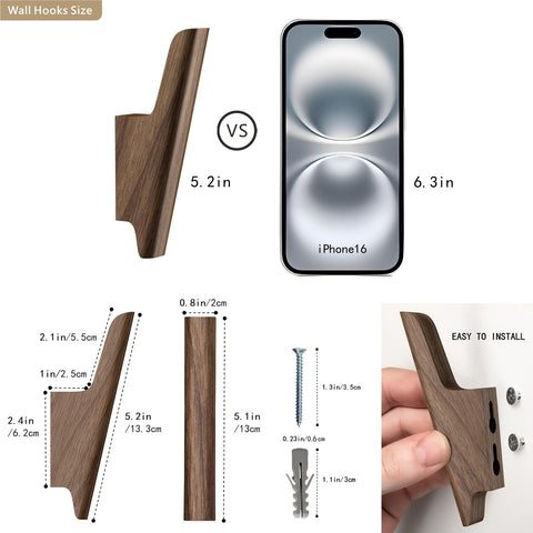 FCOWK walnut backpack hook wall keeps bags tidy and accessible in entryways.
