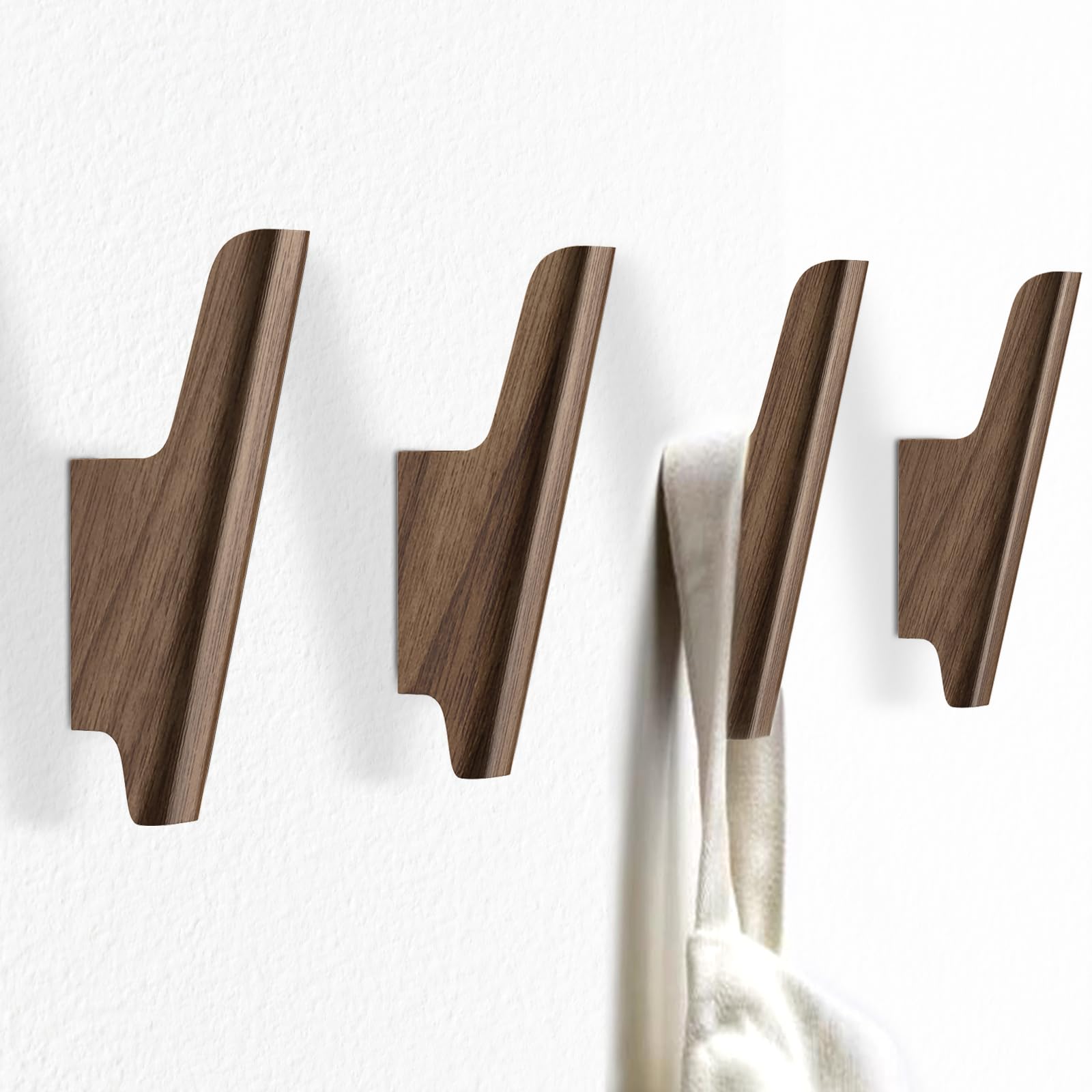 FCOWK walnut coat hook wall shows natural grain for sturdy jacket storage.