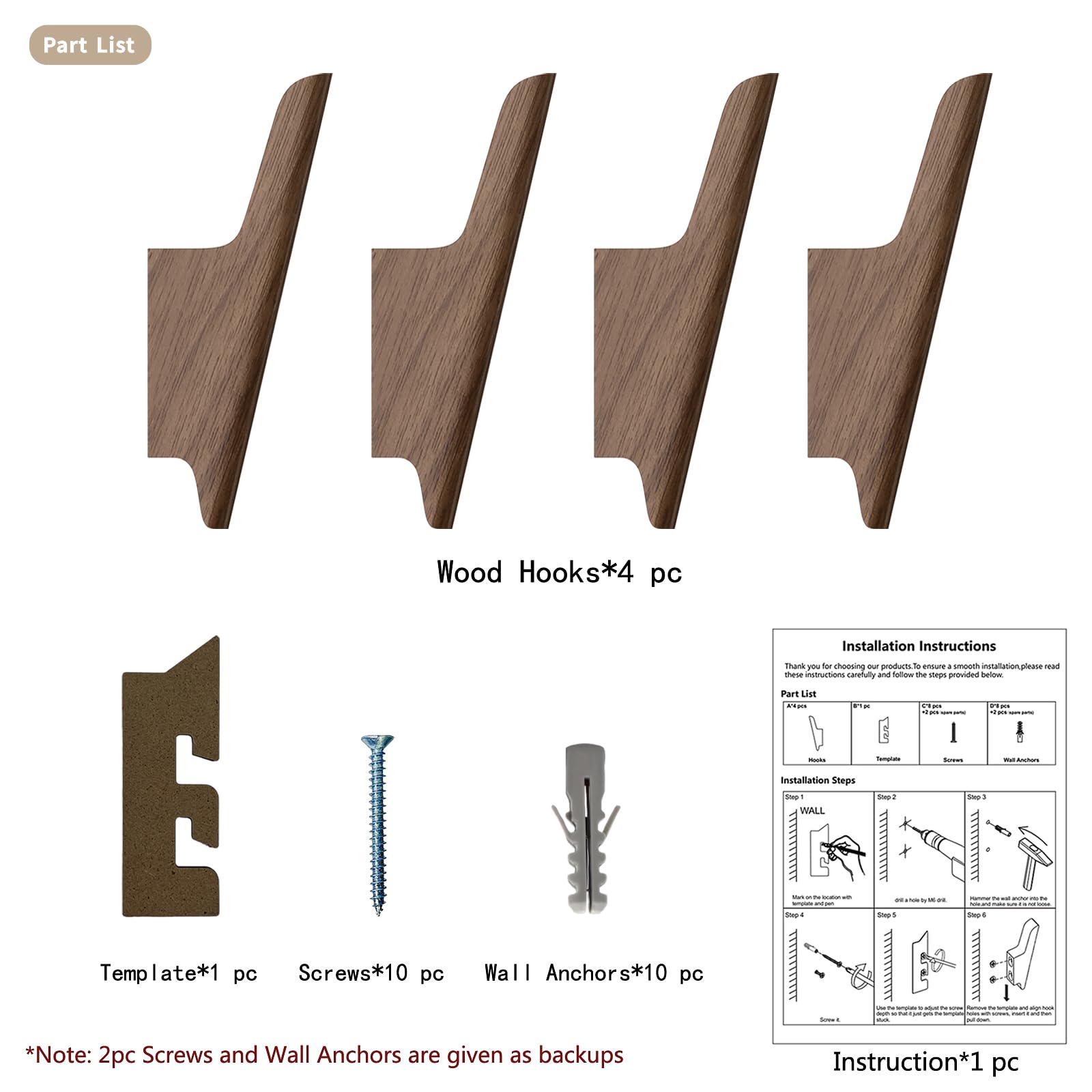 FCOWK wooden wall hook decorative focal point for living rooms and hallways.