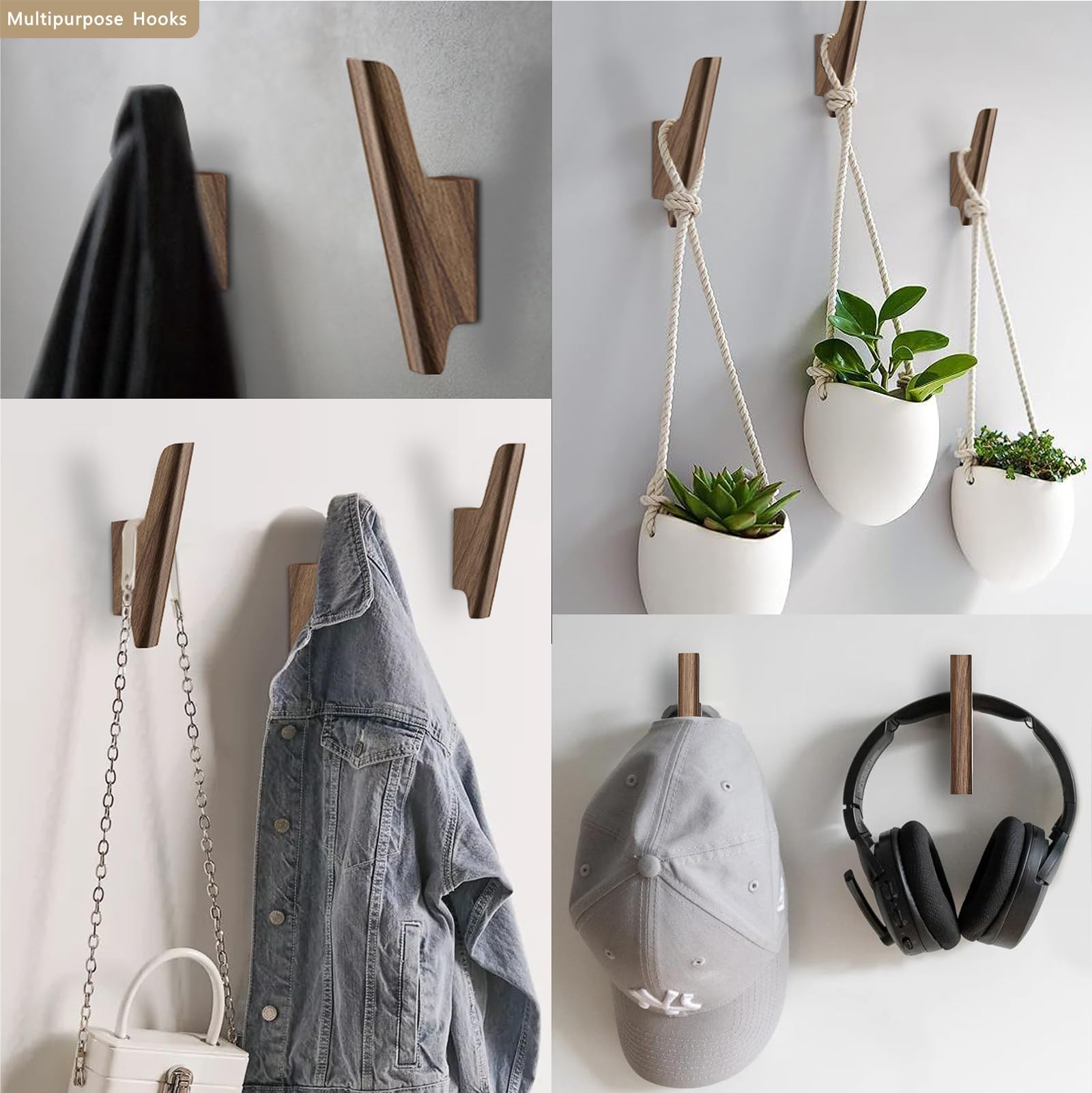 FCOWK walnut bathroom towel hook offers practical organization in compact spaces.