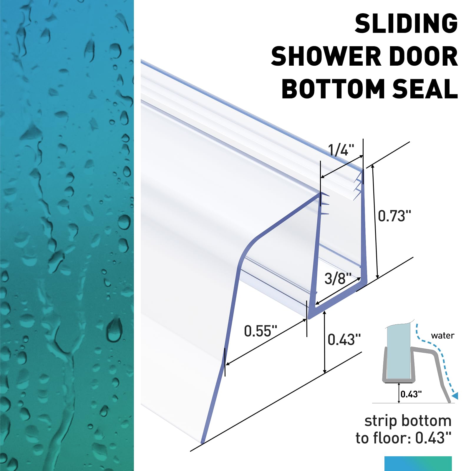 FCSOTSPS clear PVC shower seal demonstrates durability and long-lasting use