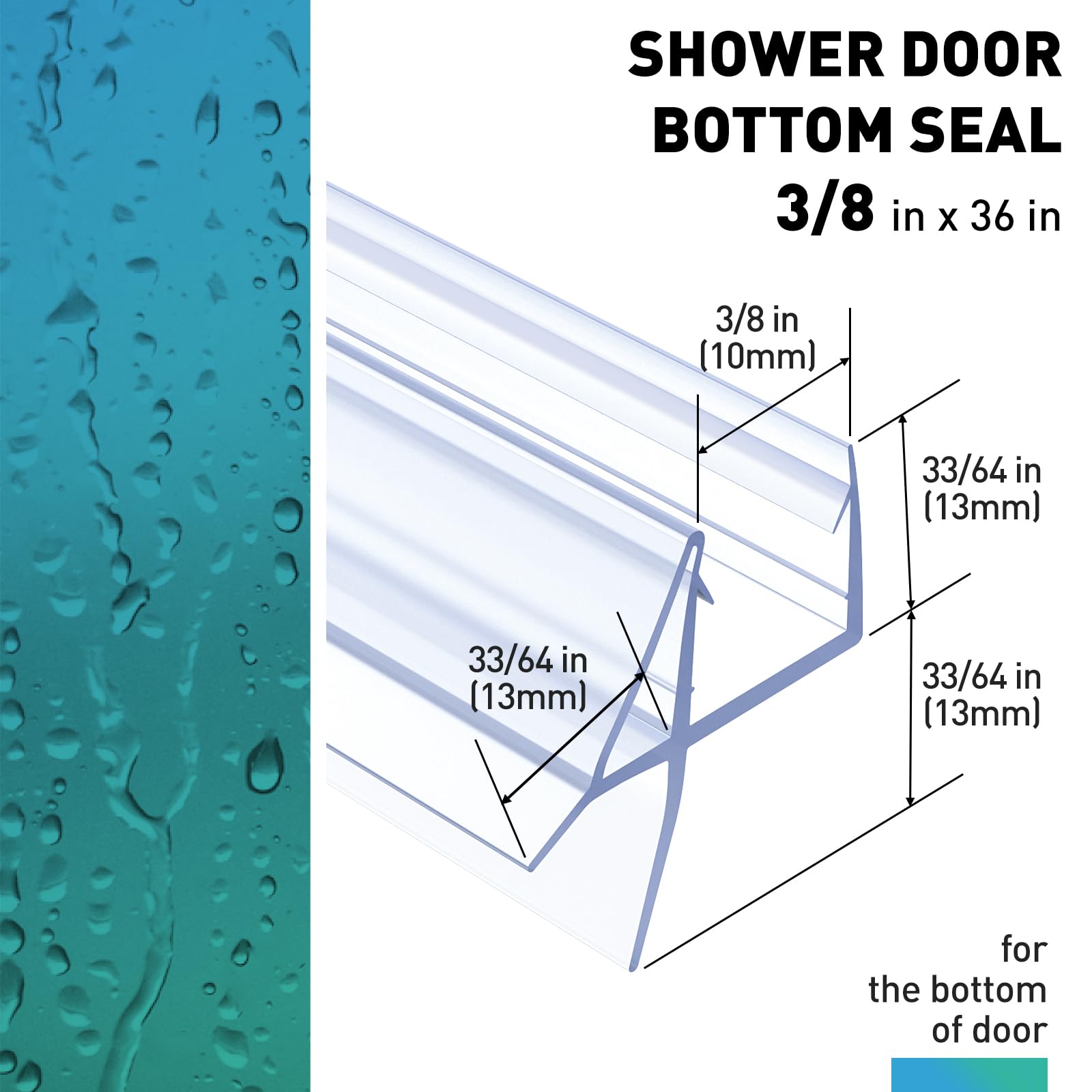 FCSOTSPS frameless glass door seal strip for leak prevention
