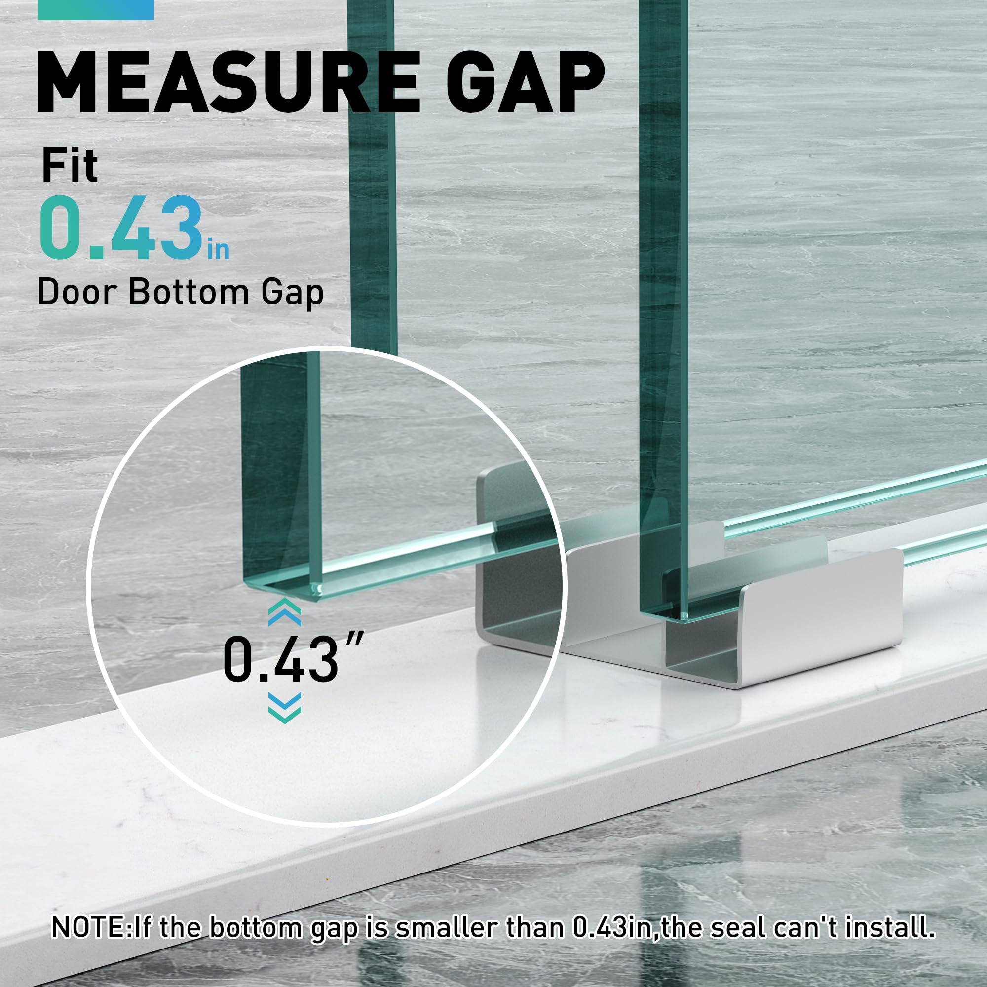 FCSOTSPS frameless glass door seal strip applying a water barrier on clear glass