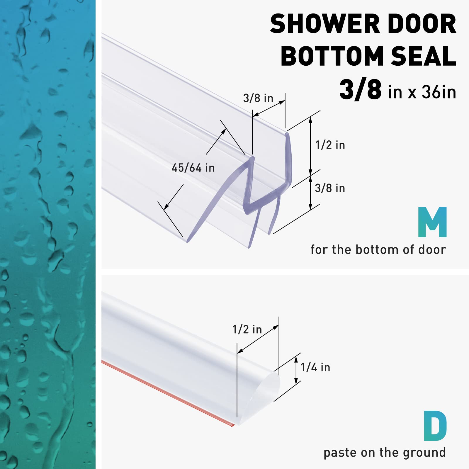 FCSOTSPS M-type seal shown for frameless door compatibility