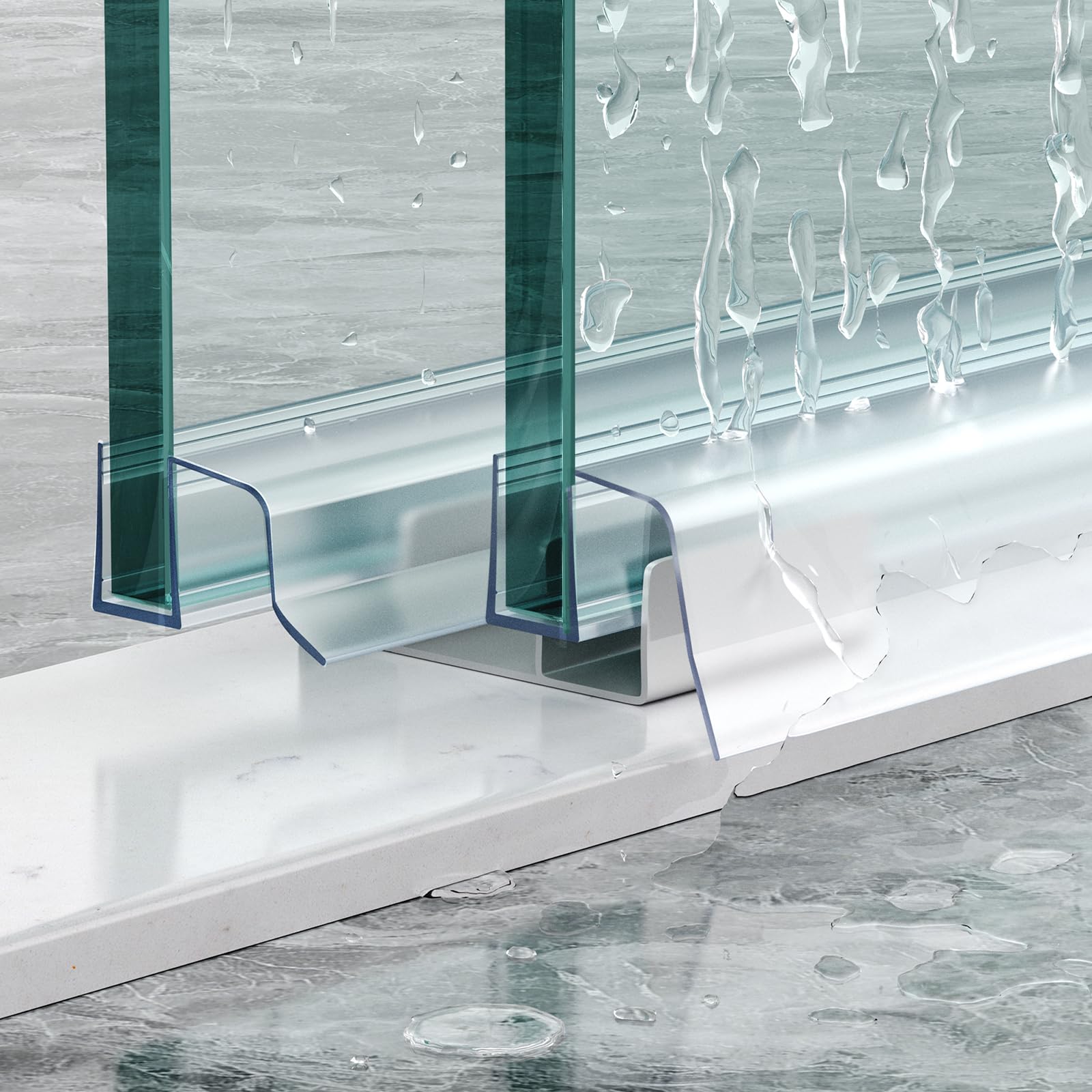 FCSOTSPS two-piece seal covering 36-inch length for 1/4 inch frameless doors, reduces leaks