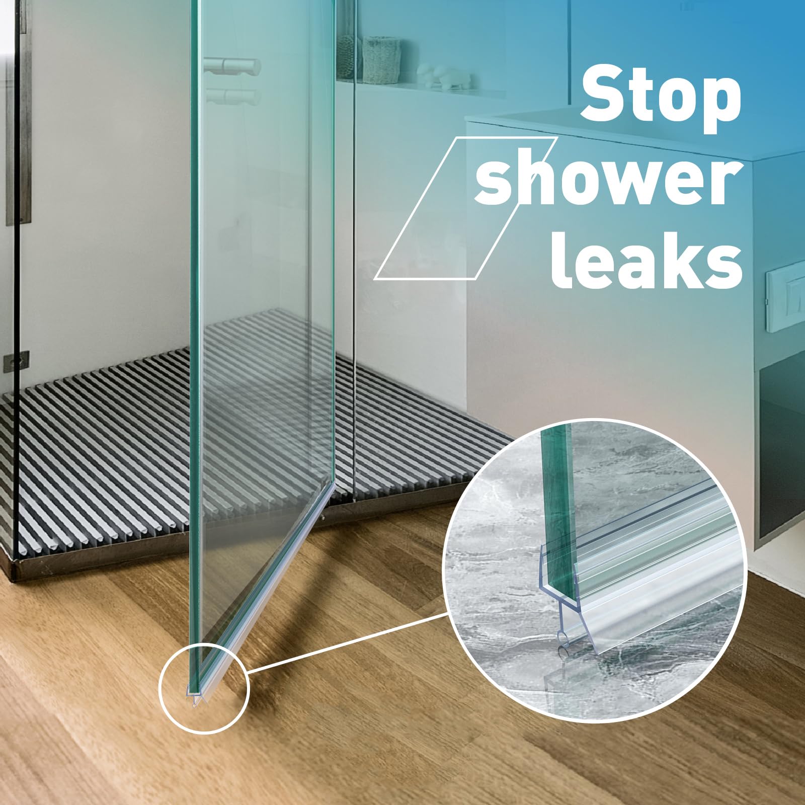 FCSOTSPS water barrier seals gaps and protects bathroom floor