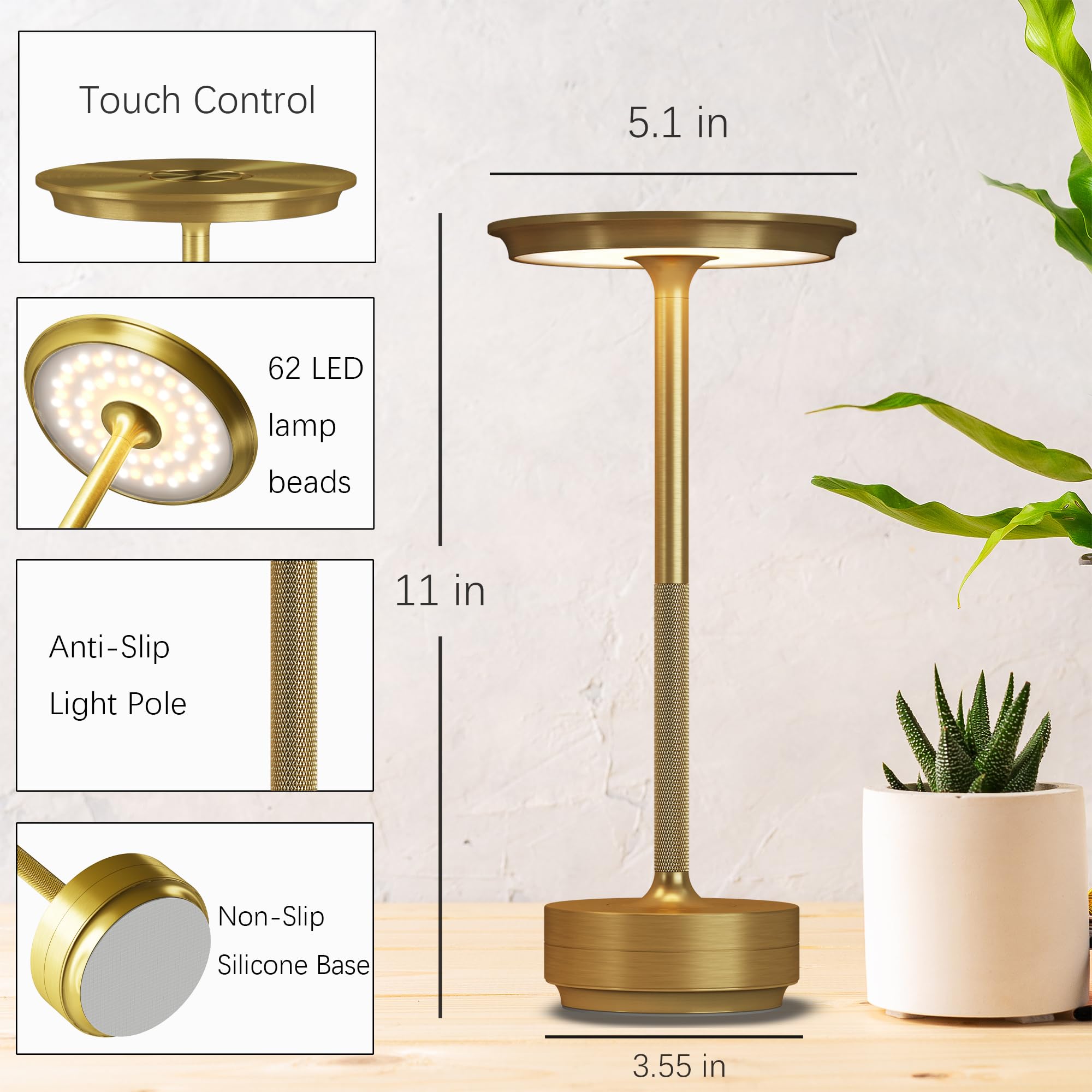 FDIDC cordless lamp package includes USB-C cable and 1-year warranty