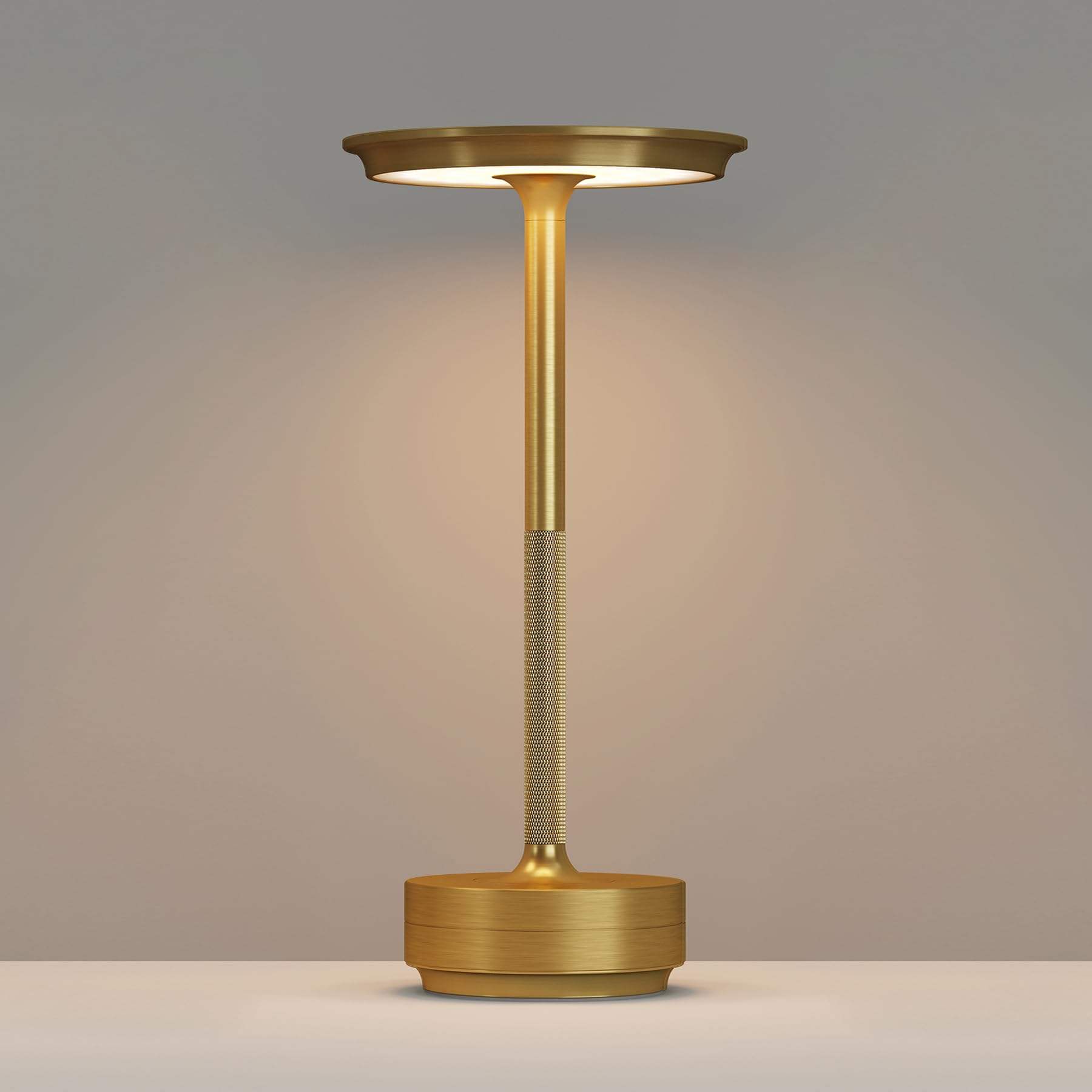FDIDC gold rechargeable table lamp front view, elegant lighting for home or cafe.