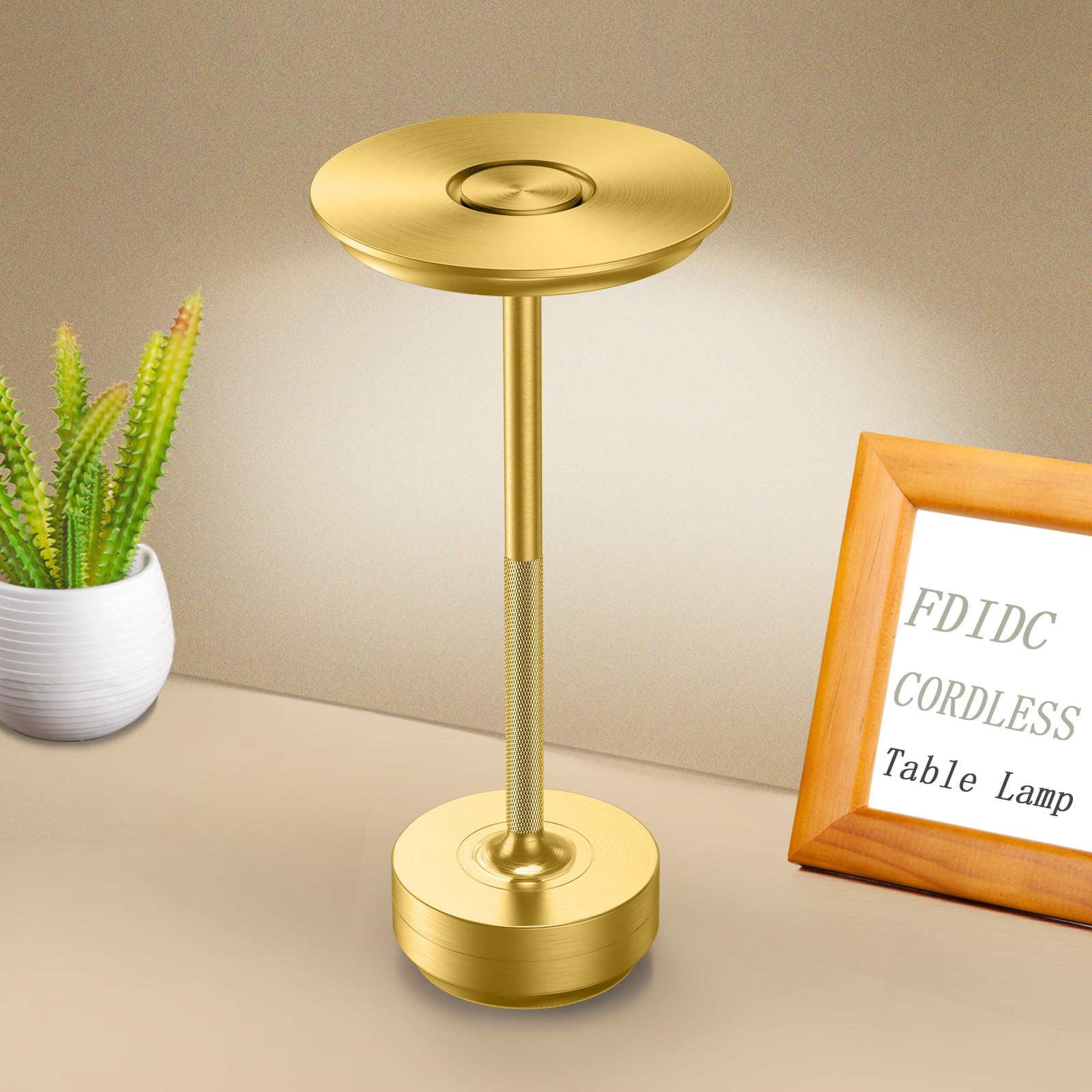 FDIDC IP54-rated lamp, outdoor-ready with weighted base for stability.