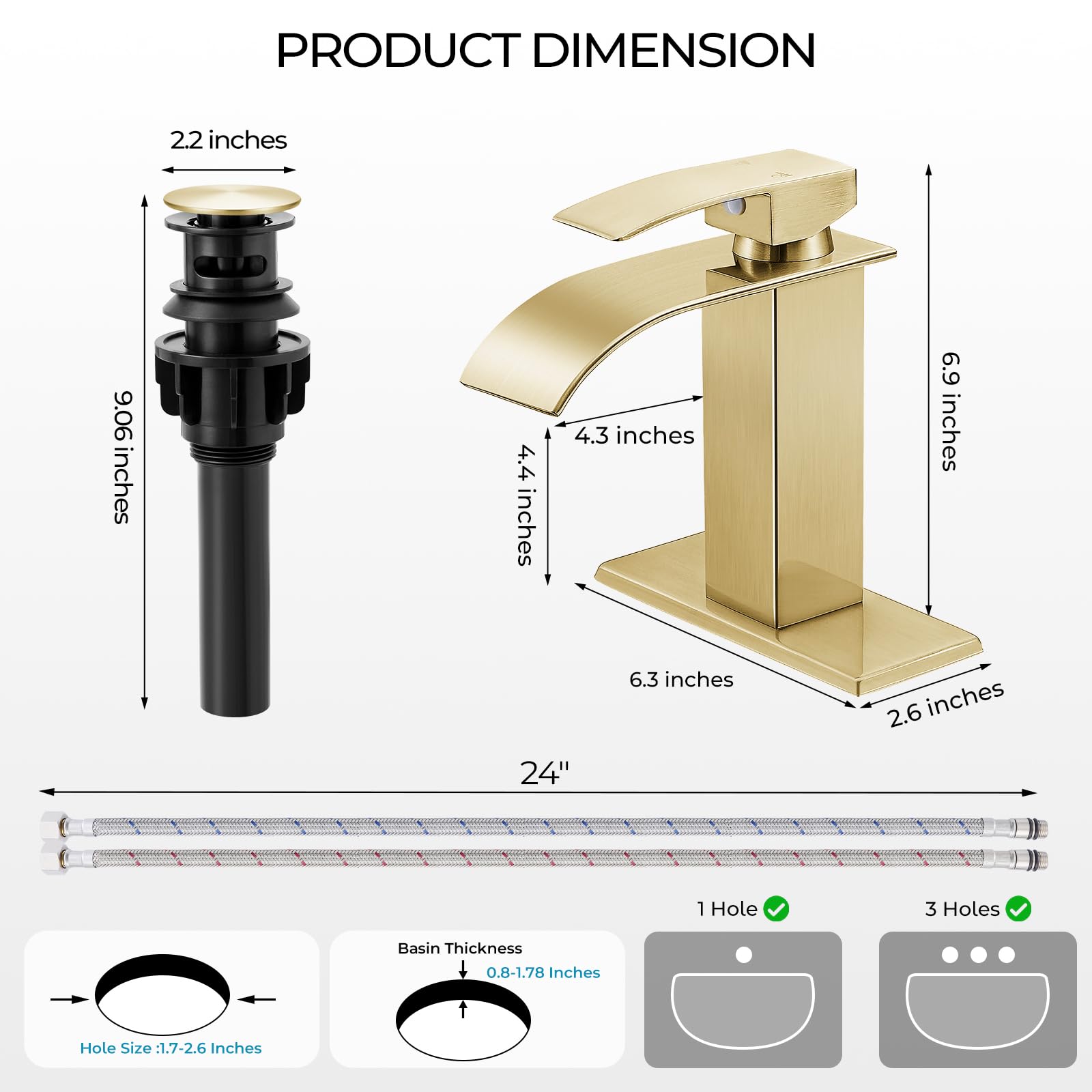 FDKW faucet comes with two flexible hoses for straightforward installation