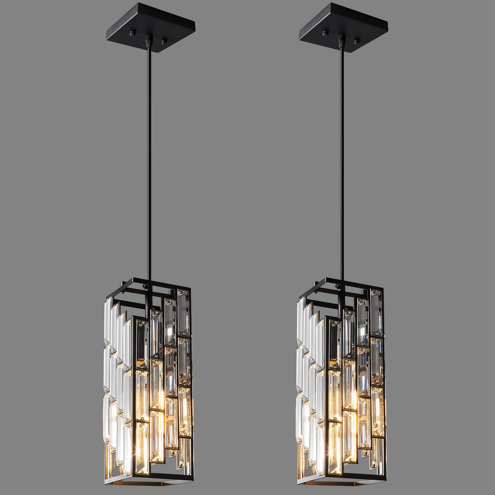 FDPBY black pendant light with crystal chandelier for kitchen and dining spaces