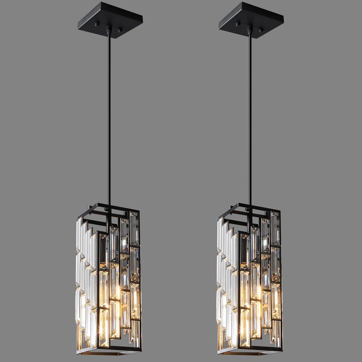 FDPBY black pendant light with crystal chandelier for kitchen and dining spaces