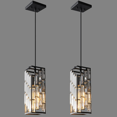 FDPBY black pendant light with crystal chandelier for kitchen and dining spaces