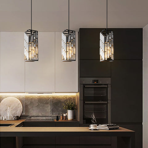 FDPBY black pendant light crystal detail highlights modern retro charm