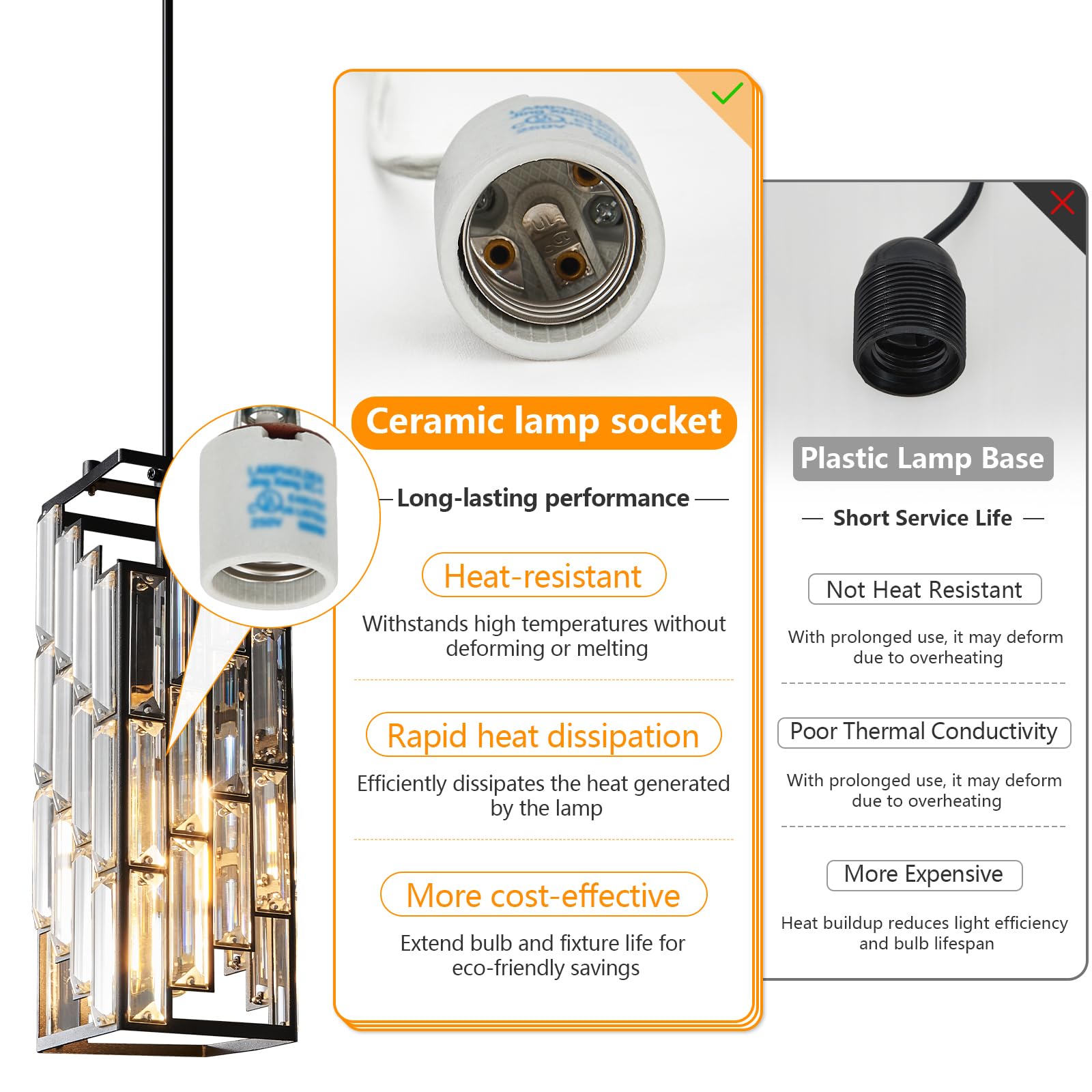FDPBY pendant light demonstrates dimmable setup with compatible bulbs