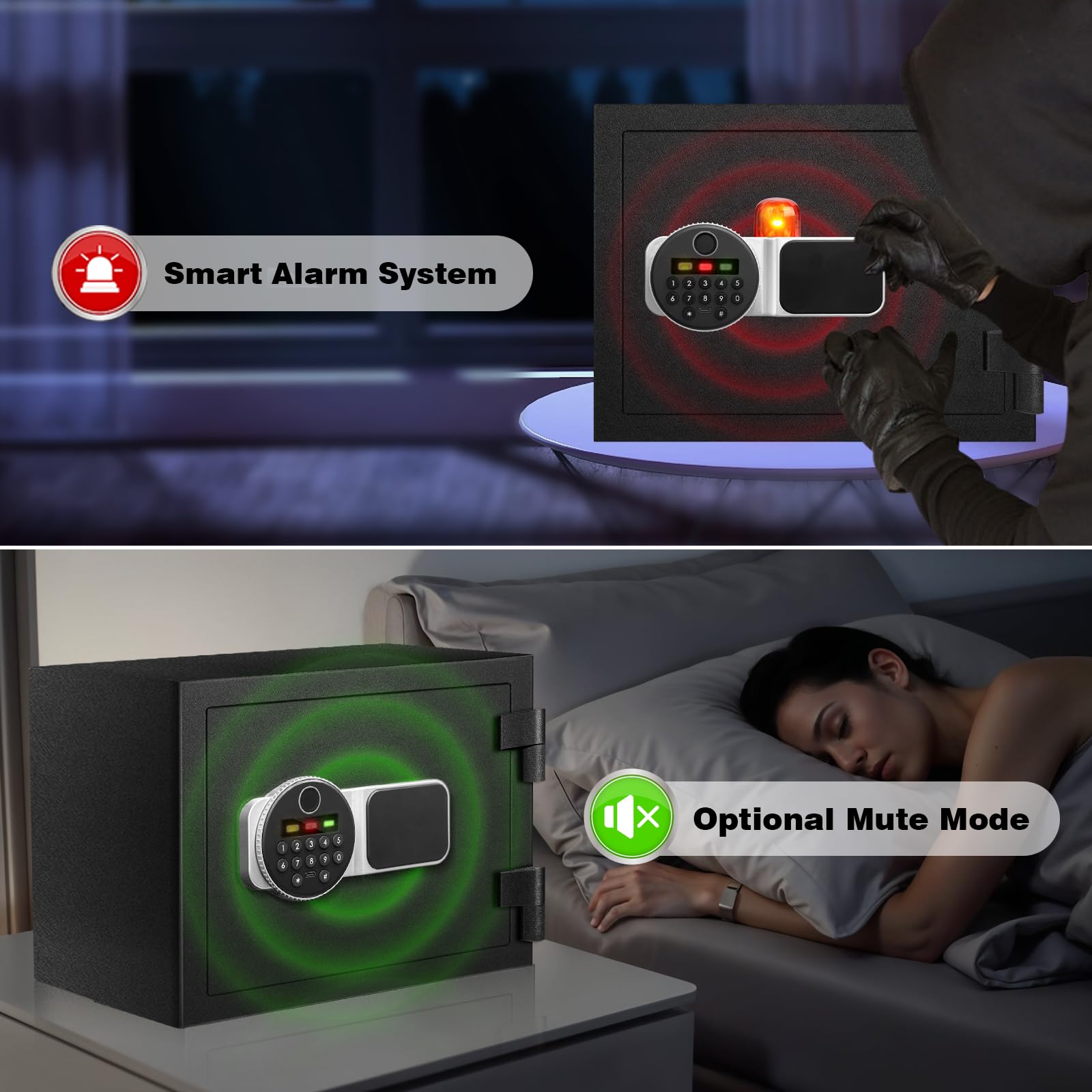 Mute function lets you access safely with reduced noise