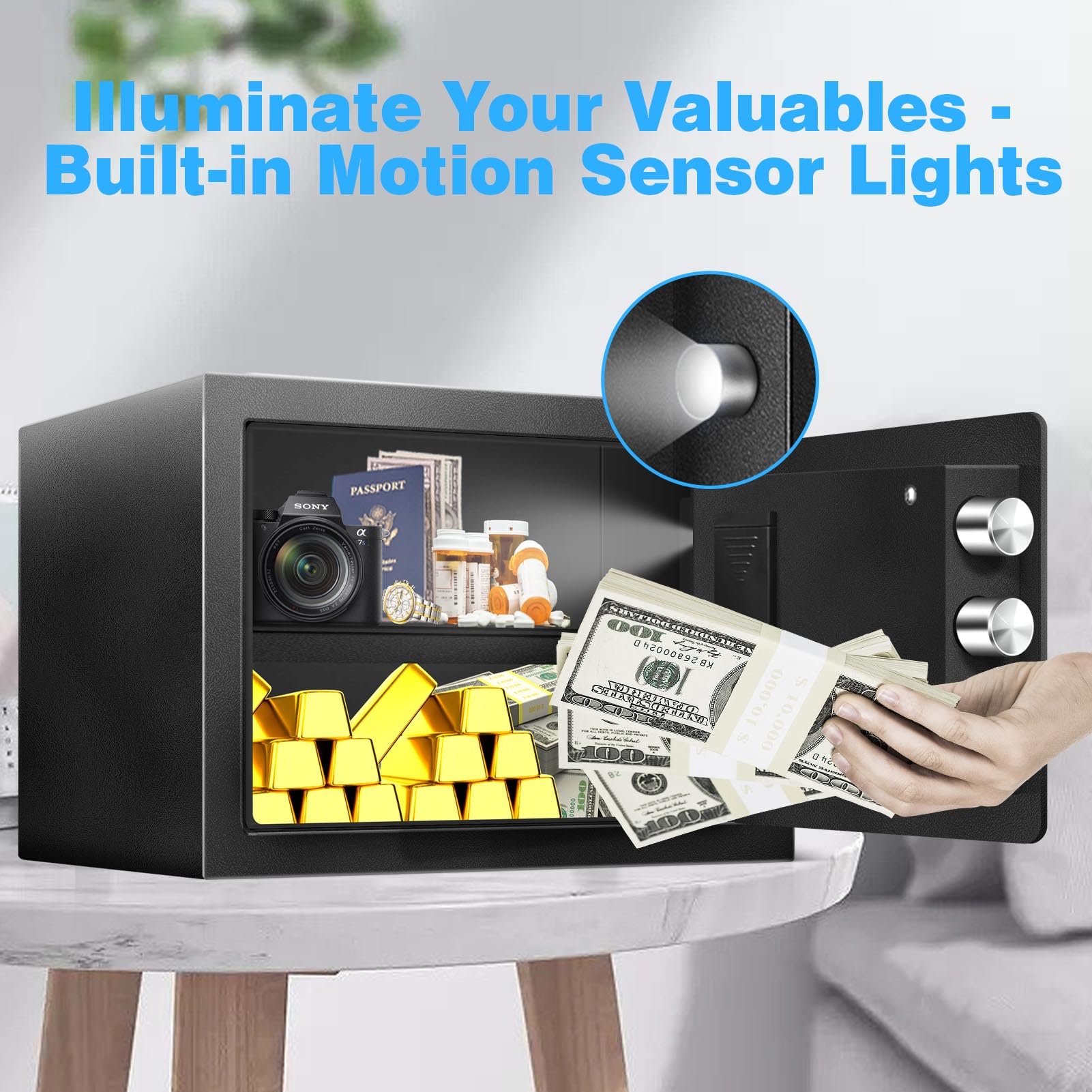 Fdsutvit Safe Box alarm indicators show quick threat response.