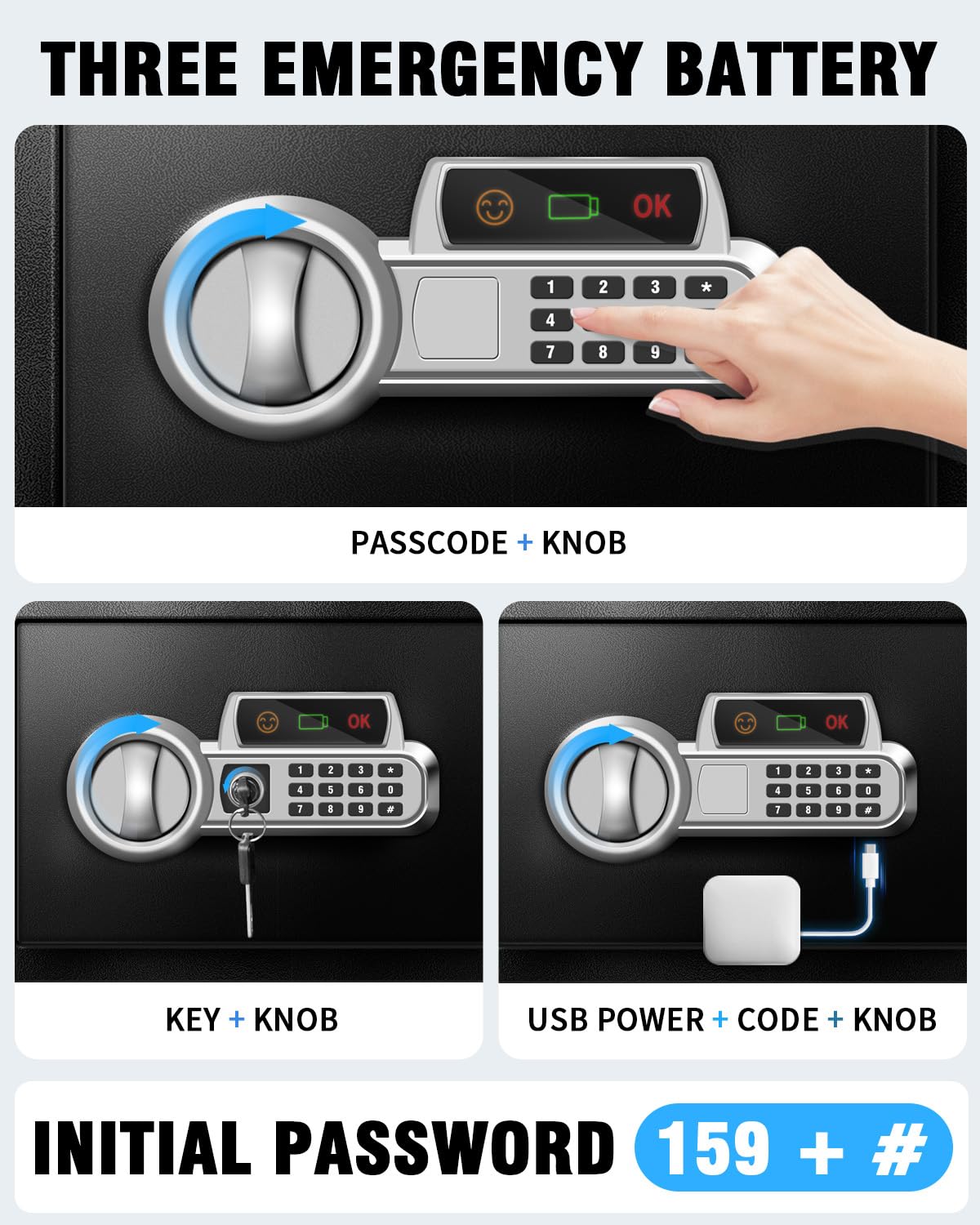 Fdsutvit Safe Box dual-access design with key and keypad.