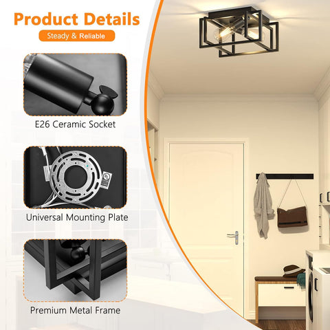 Feanron black metal ceiling light showcasing durable rust-resistant finish