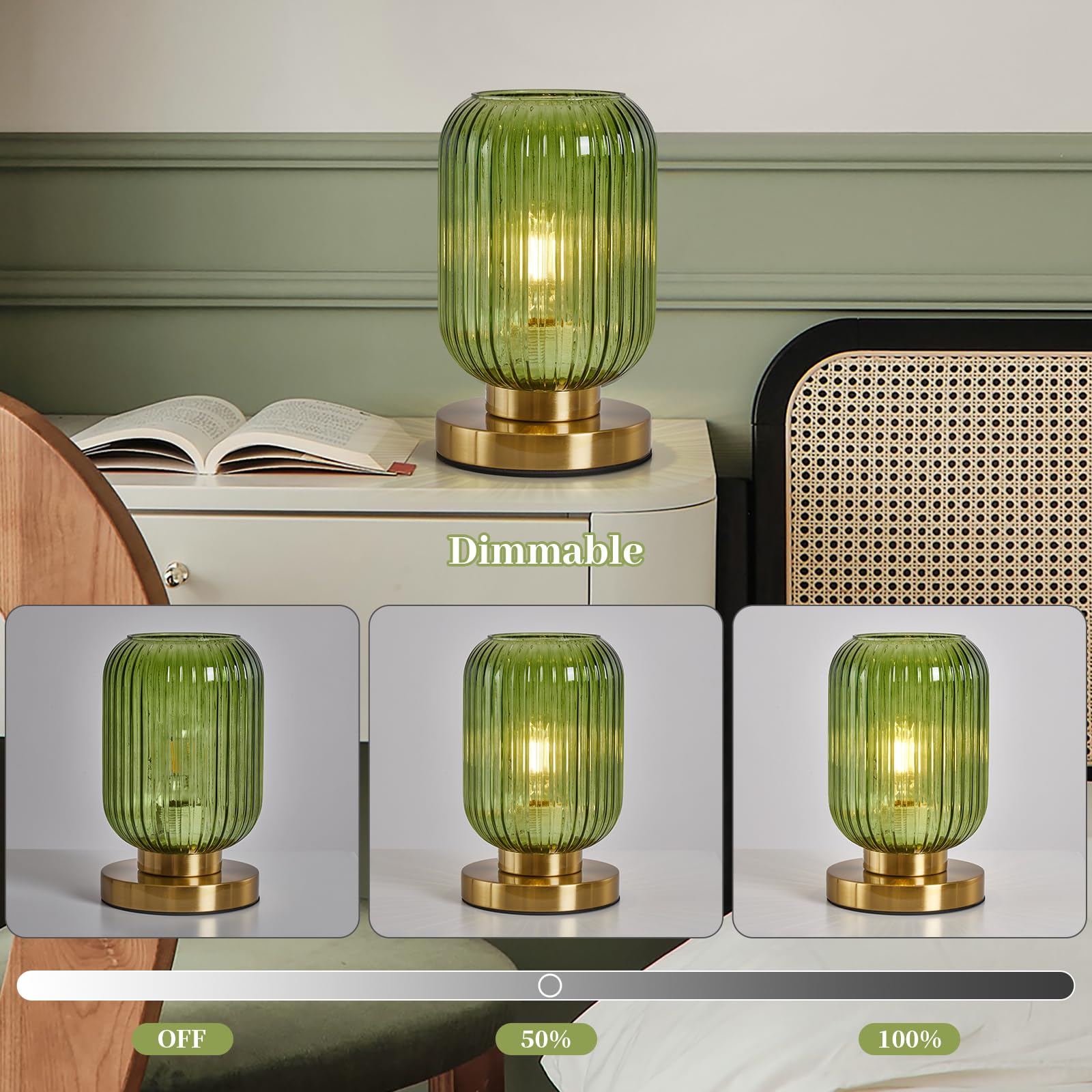 Feasey dimmable green globe lamp offers mood-adjustable brightness