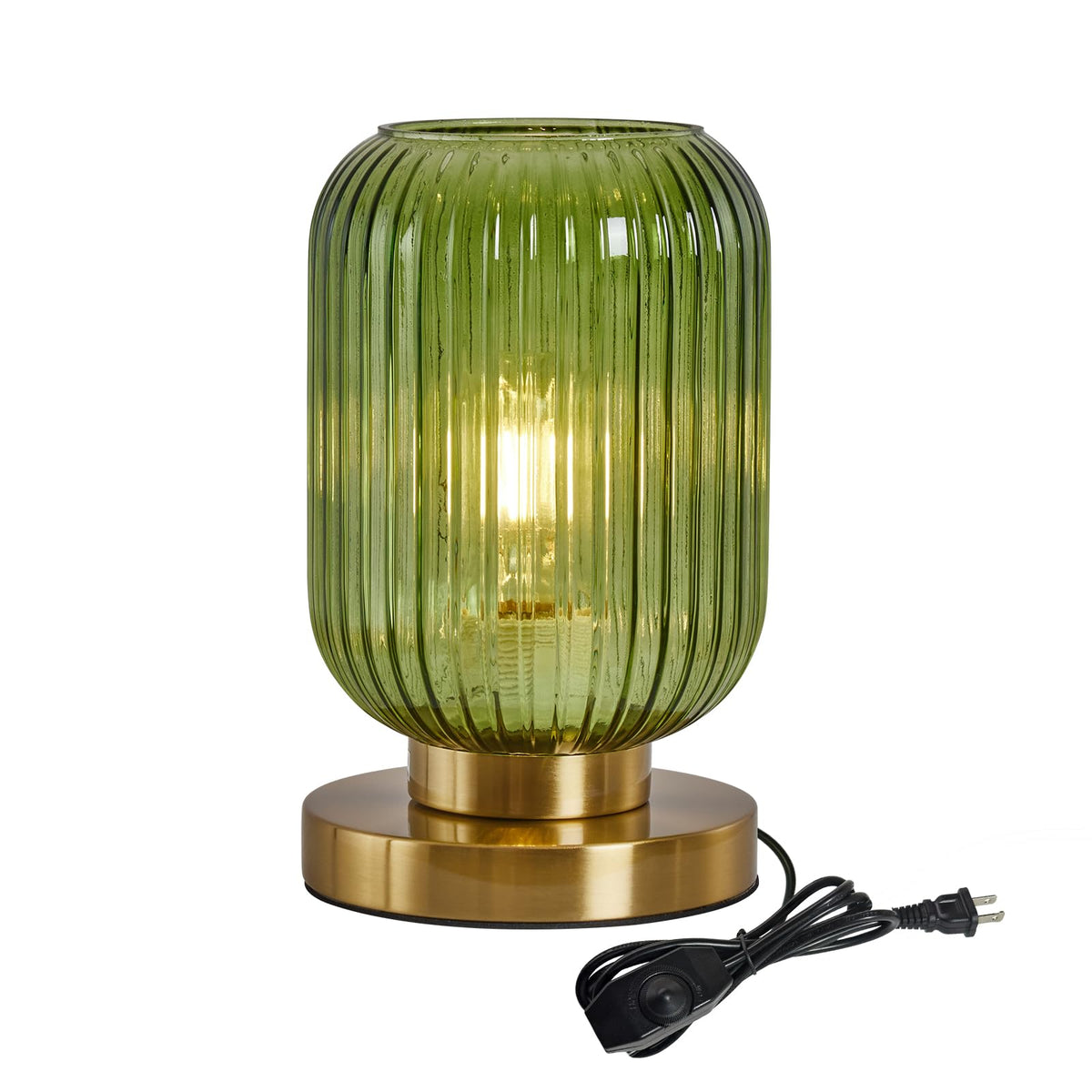 Feasey glass table lamp with green globe for ambient bedside lighting