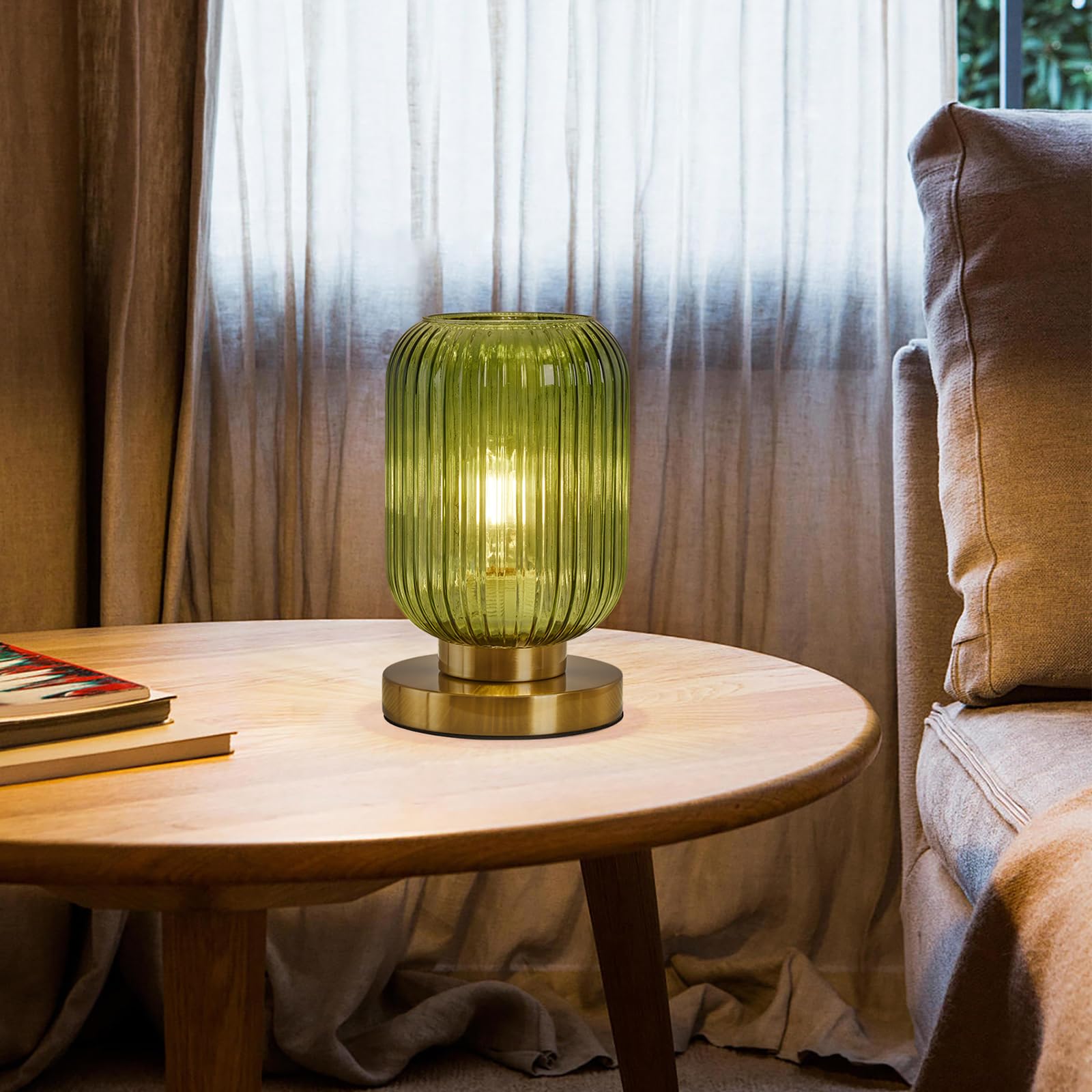 Feasey mid-century green ribbed glass adds vintage charm