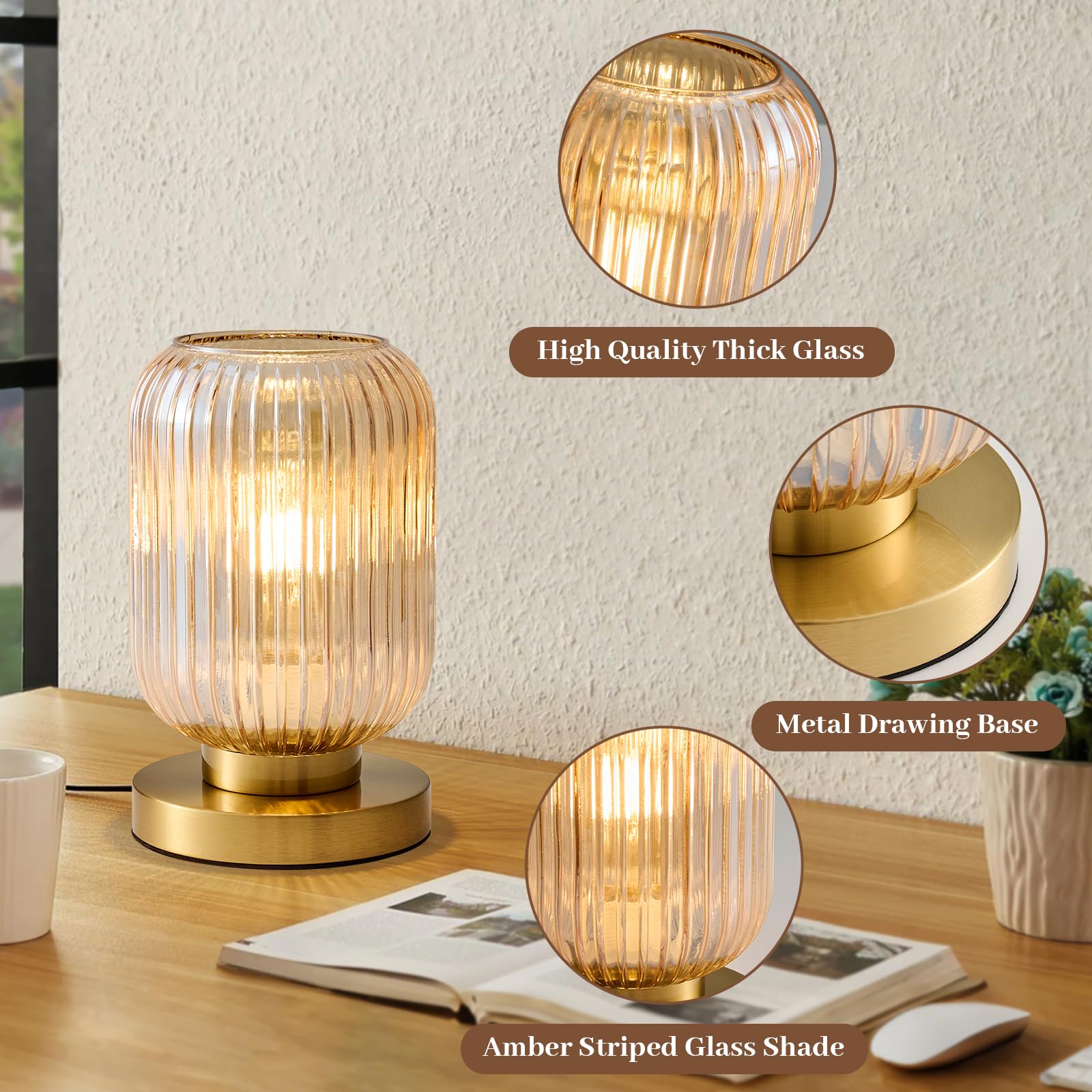 Feasey plug-in lamp with long cord enables flexible placement.