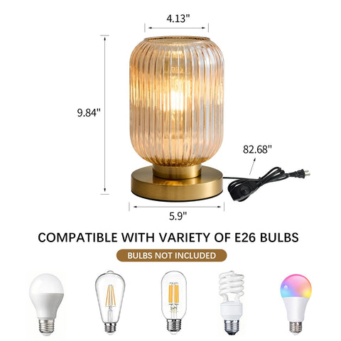 Feasey ribbed amber glass detail adds texture to your bedside.