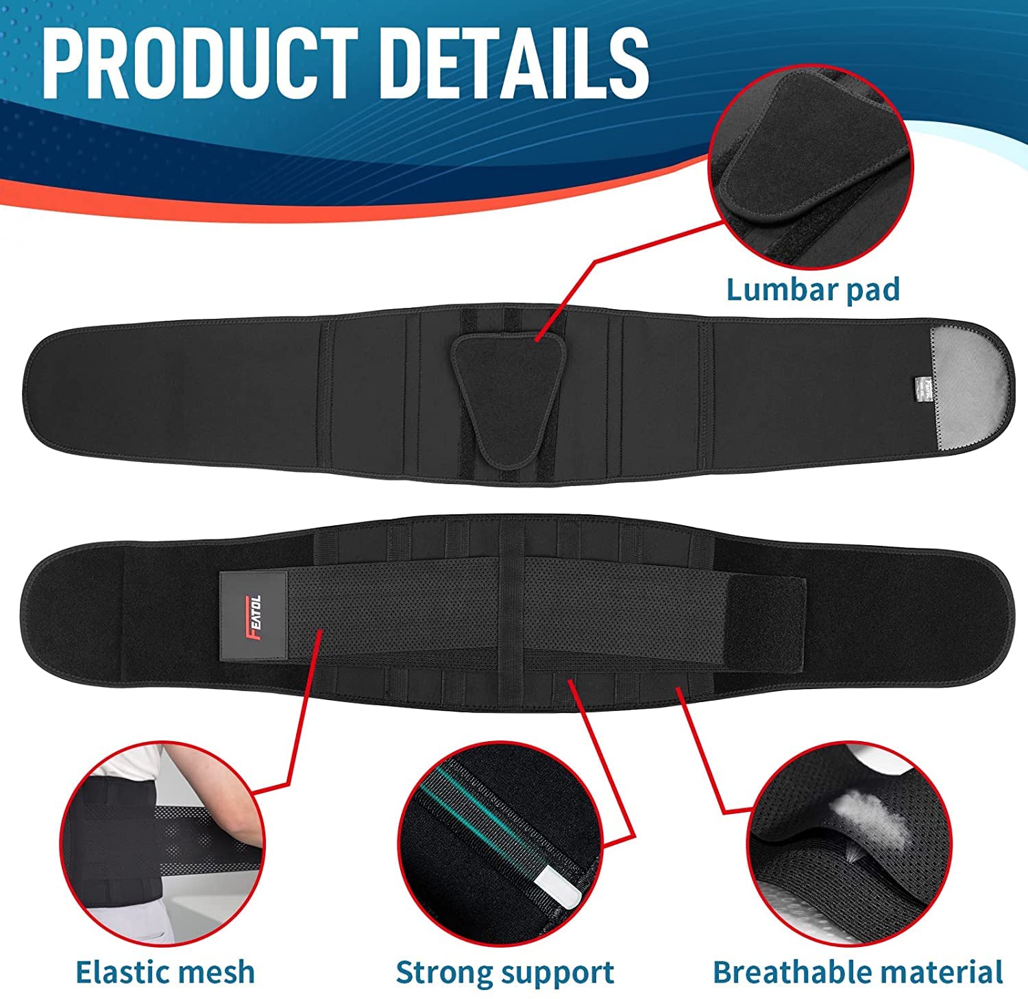 FEATOL back brace 360-posture-support helps active daily movement.